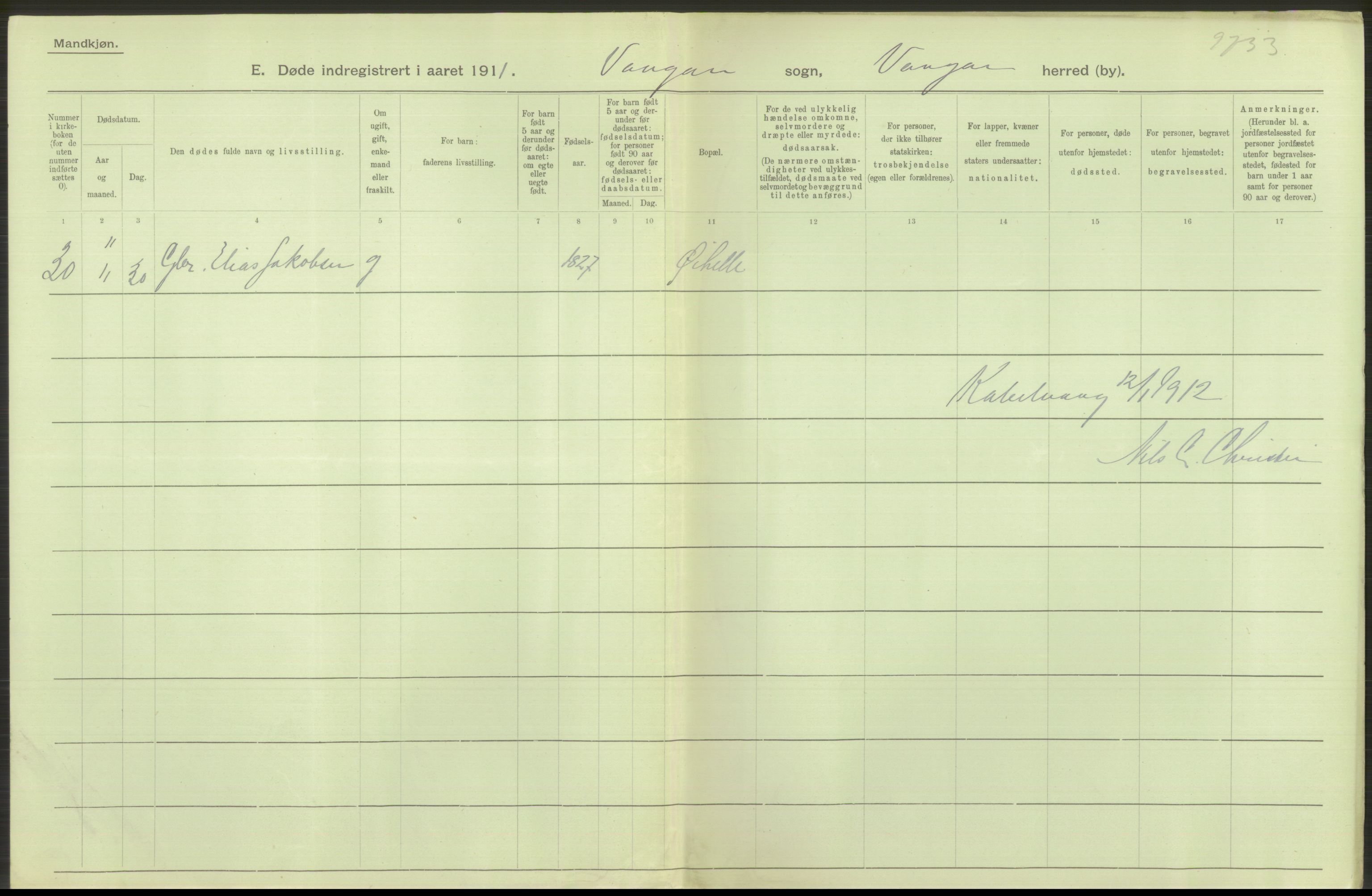 Statistisk sentralbyrå, Sosiodemografiske emner, Befolkning, RA/S-2228/D/Df/Dfb/Dfba/L0046: Nordlands amt:  Døde, dødfødte. Bygder og byer., 1911, p. 156