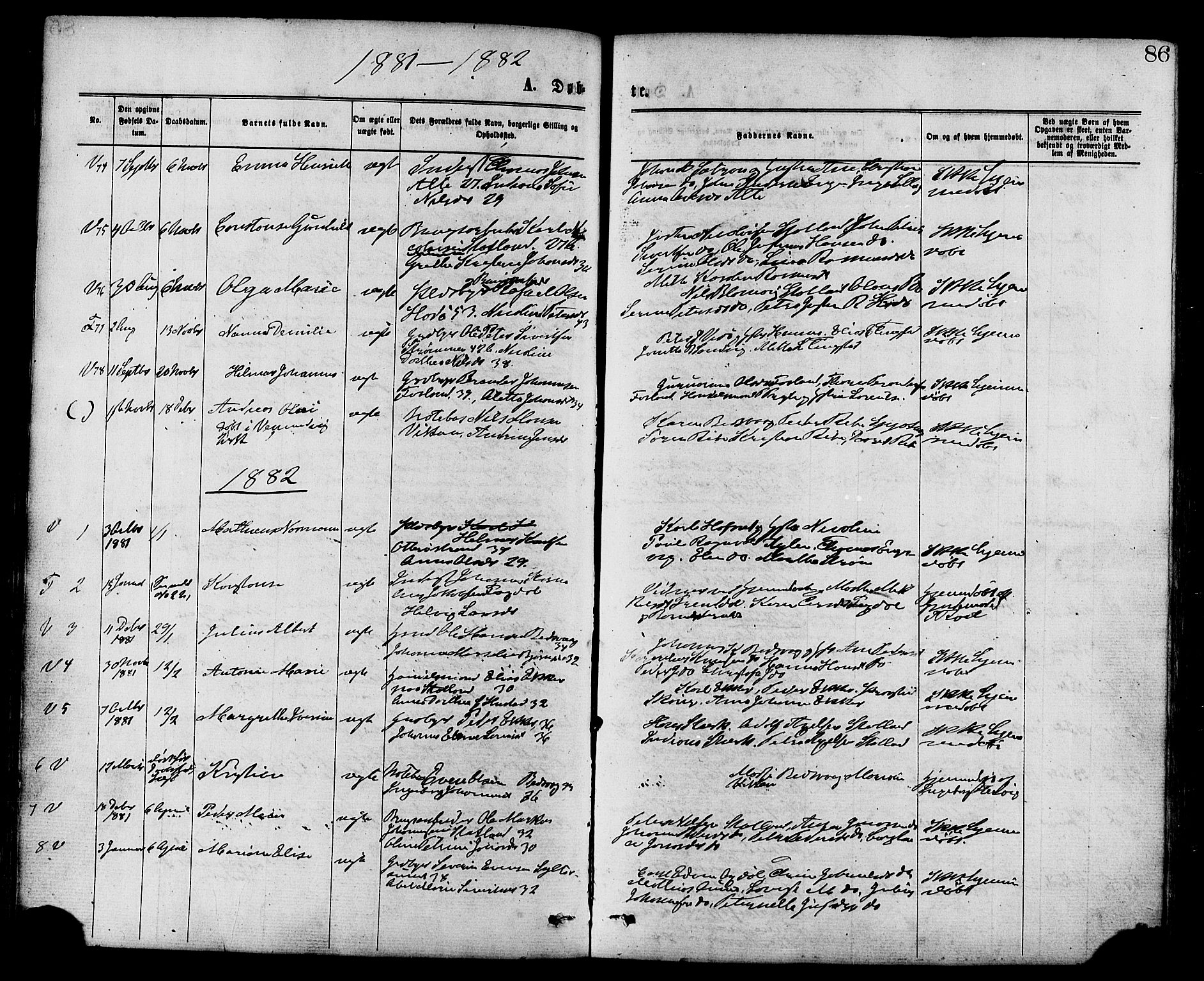 Ministerialprotokoller, klokkerbøker og fødselsregistre - Nord-Trøndelag, SAT/A-1458/773/L0616: Parish register (official) no. 773A07, 1870-1887, p. 86