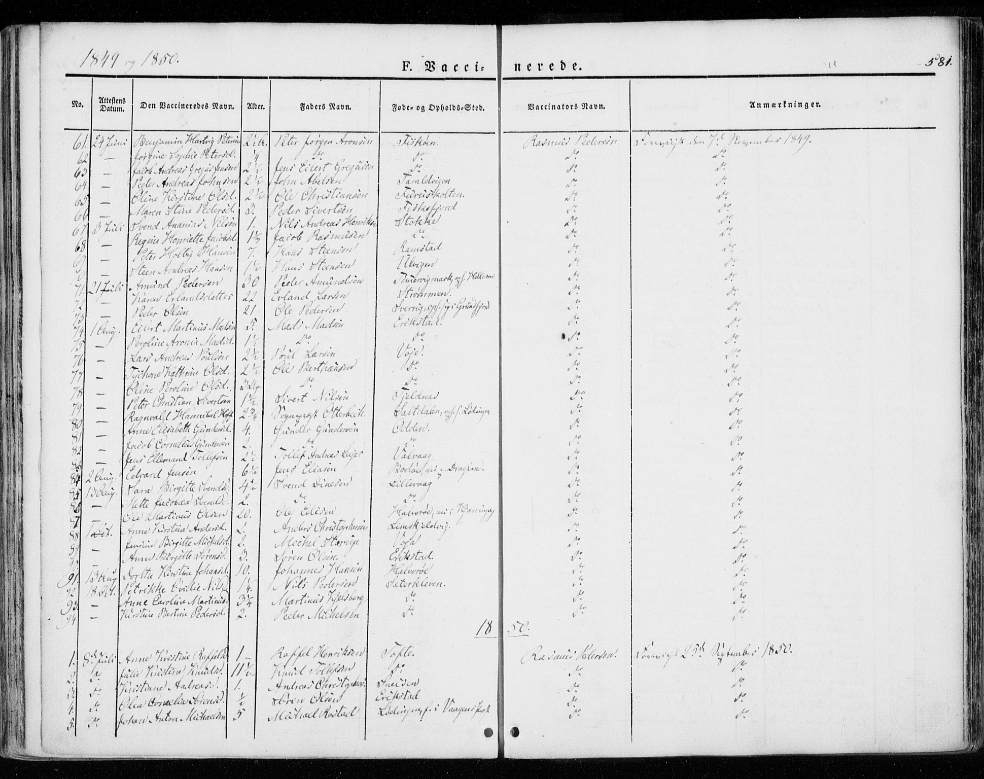 Ministerialprotokoller, klokkerbøker og fødselsregistre - Nordland, SAT/A-1459/872/L1033: Parish register (official) no. 872A08, 1840-1863, p. 581