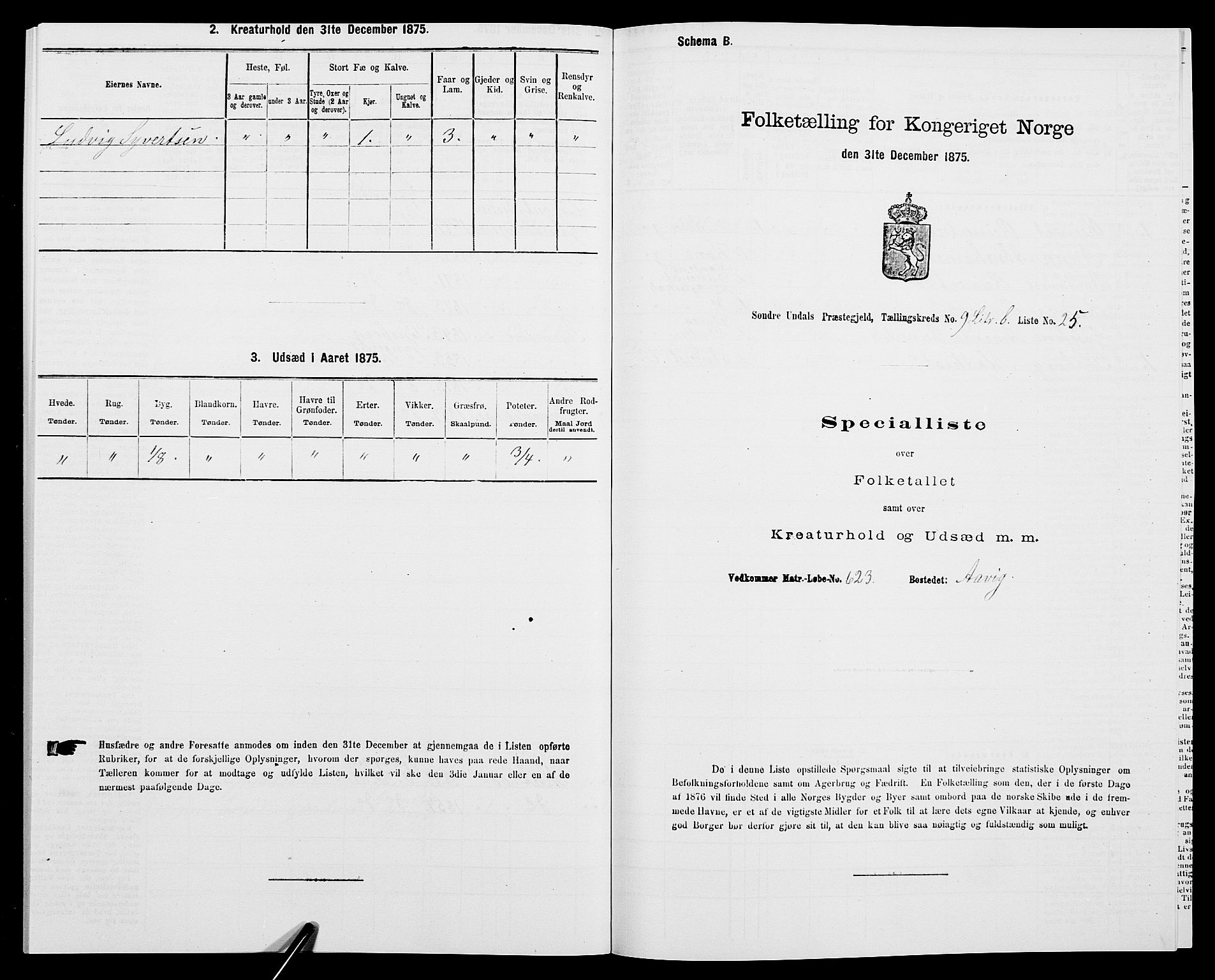 SAK, 1875 census for 1029P Sør-Audnedal, 1875, p. 1359