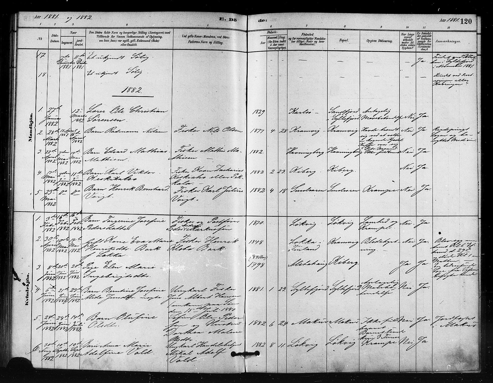 Vardø sokneprestkontor, SATØ/S-1332/H/Ha/L0008kirke: Parish register (official) no. 8, 1879-1887, p. 120