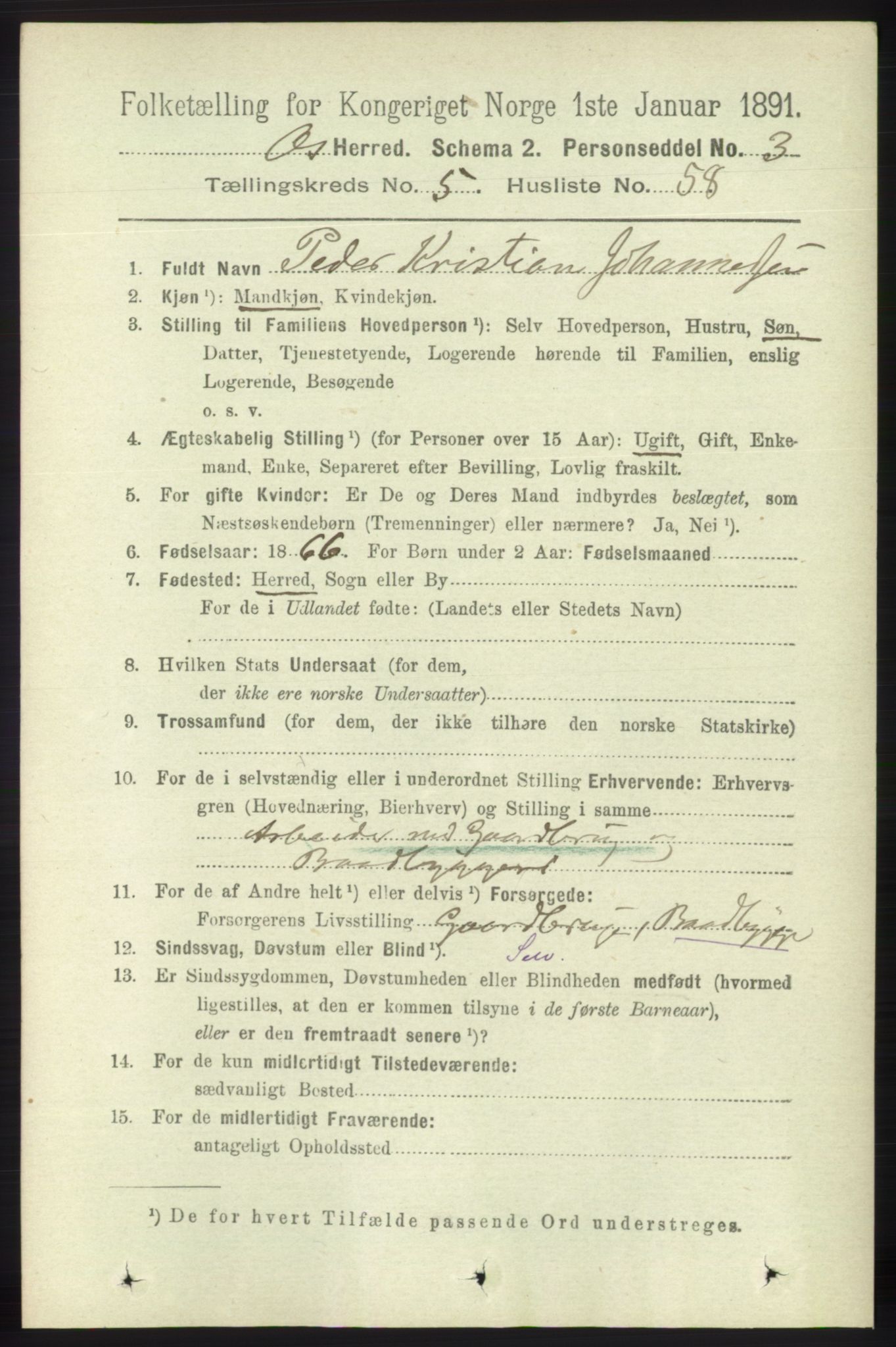 RA, 1891 census for 1243 Os, 1891, p. 1291