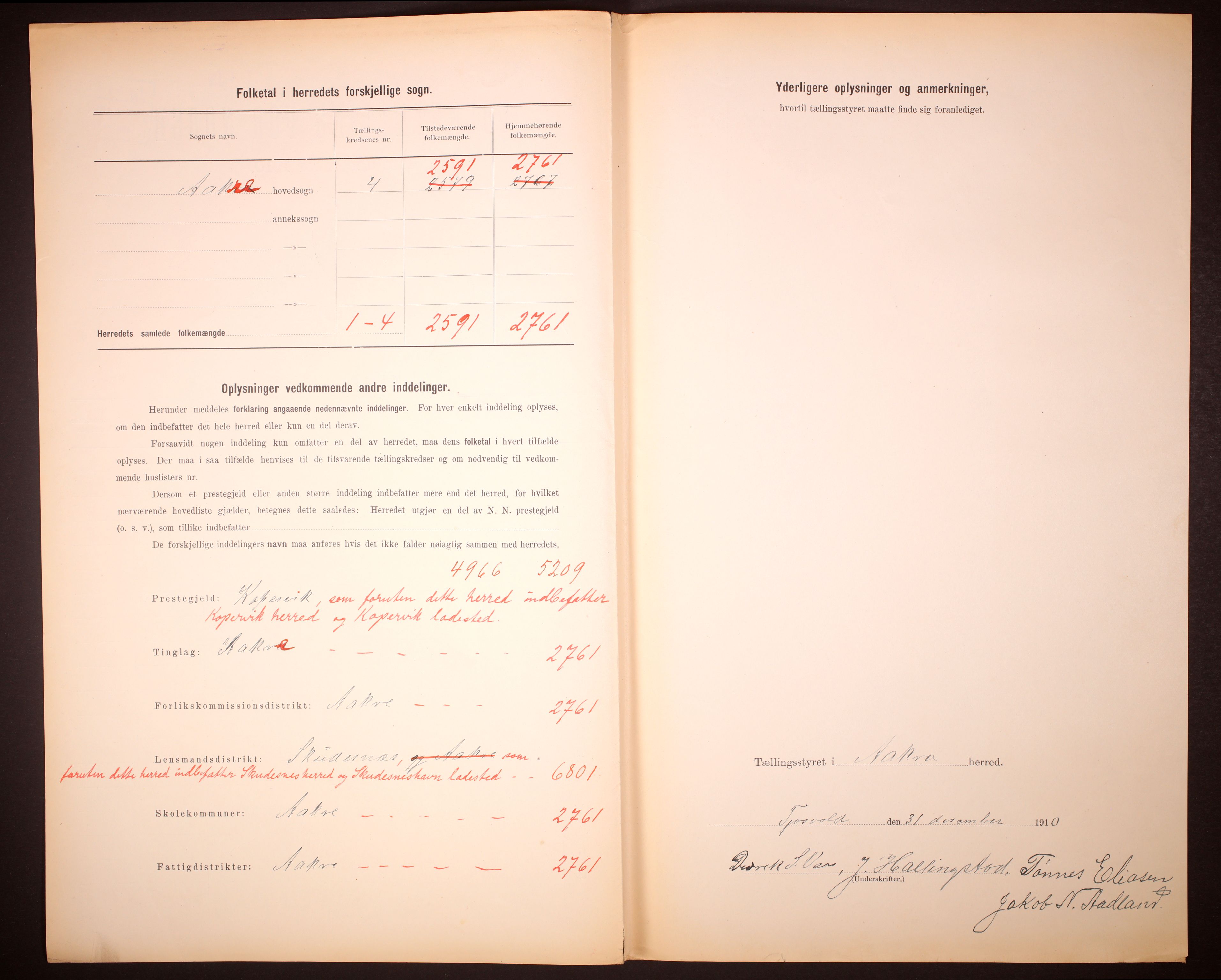 RA, 1910 census for Åkra, 1910, p. 3