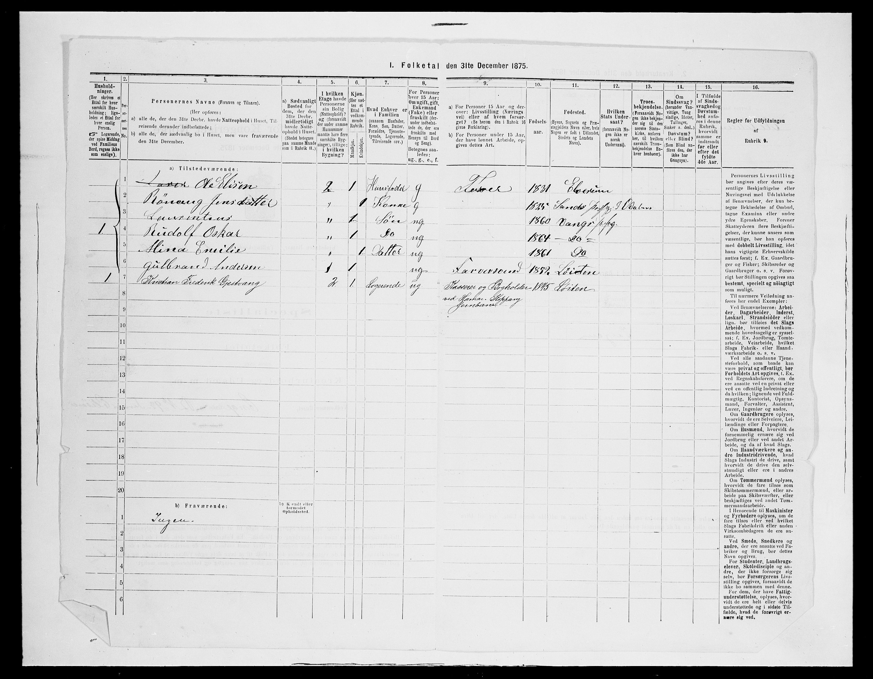 SAH, 1875 census for 0401B Vang/Hamar, 1875, p. 188