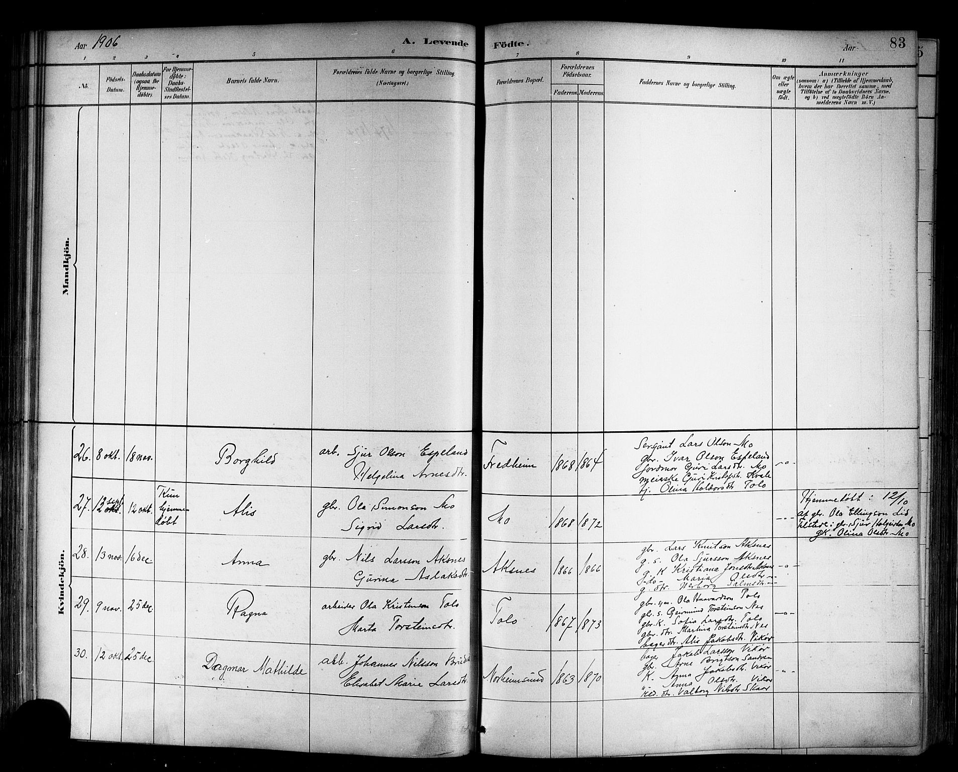 Kvam sokneprestembete, SAB/A-76201/H/Hab: Parish register (copy) no. B 3, 1884-1916, p. 83