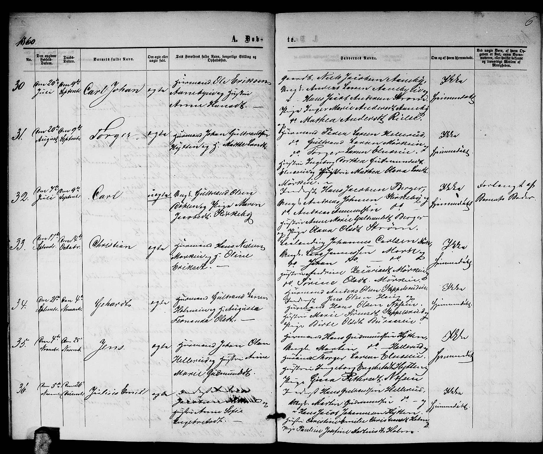 Nittedal prestekontor Kirkebøker, AV/SAO-A-10365a/G/Gb/L0001: Parish register (copy) no. II 1, 1859-1878, p. 6