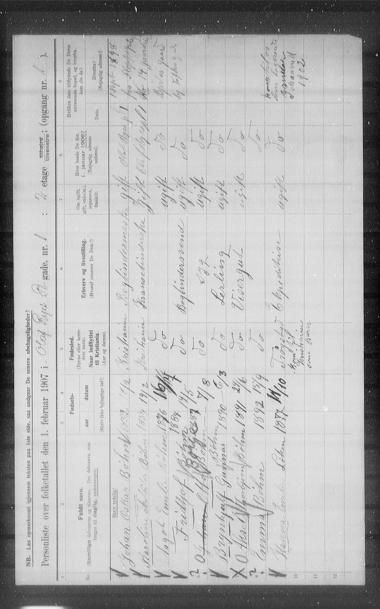 OBA, Municipal Census 1907 for Kristiania, 1907, p. 38443