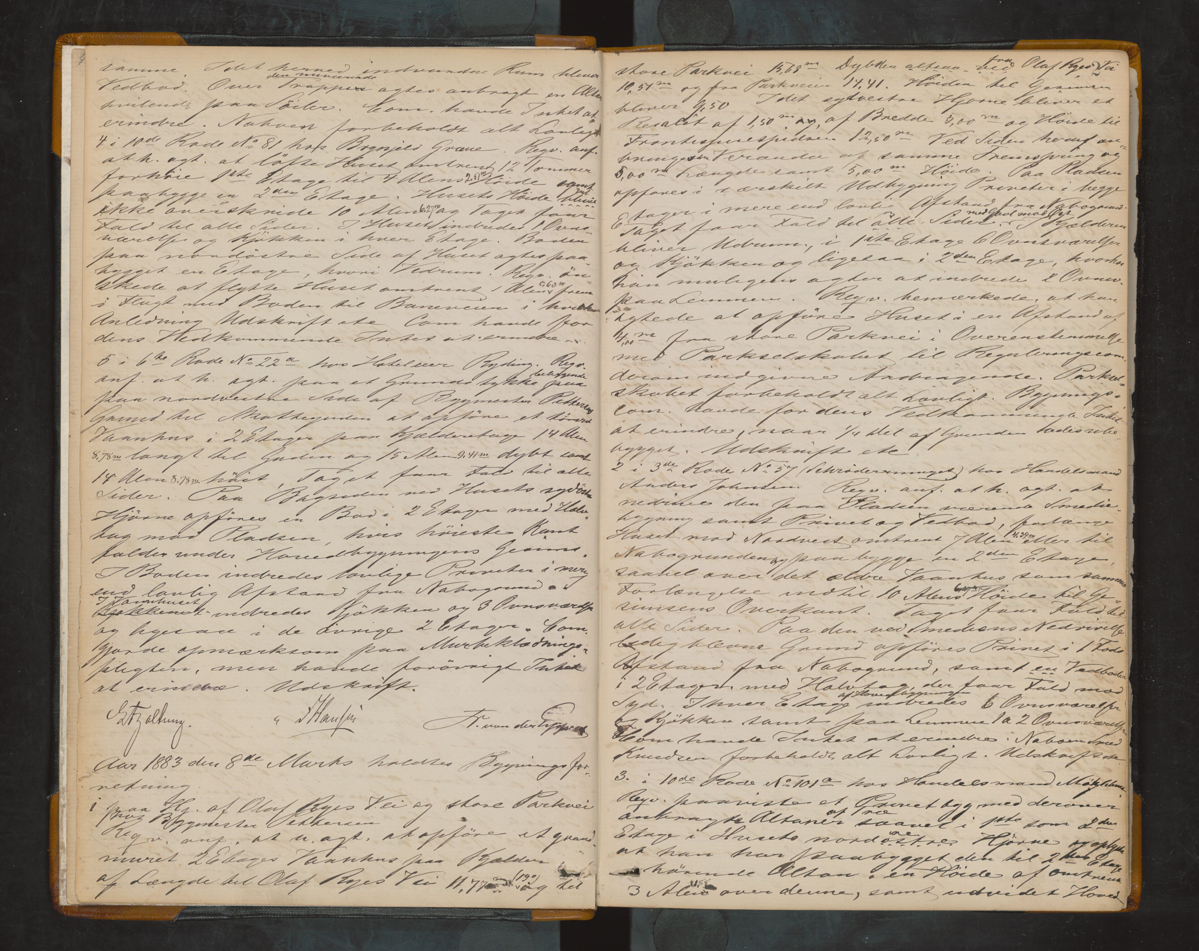 Bergen kommune. Bygningssjefen, BBA/A-0430.1/A/Ab/L0008: Forhandlingsprotokoll, 1883-1888