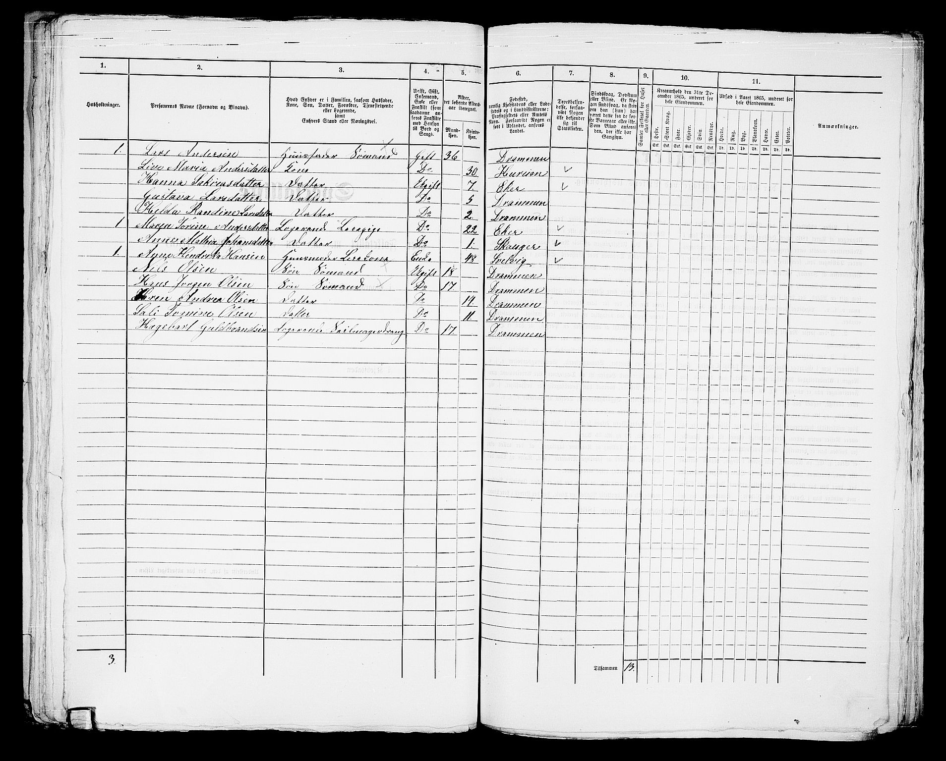 RA, 1865 census for Strømsø in Drammen, 1865, p. 905