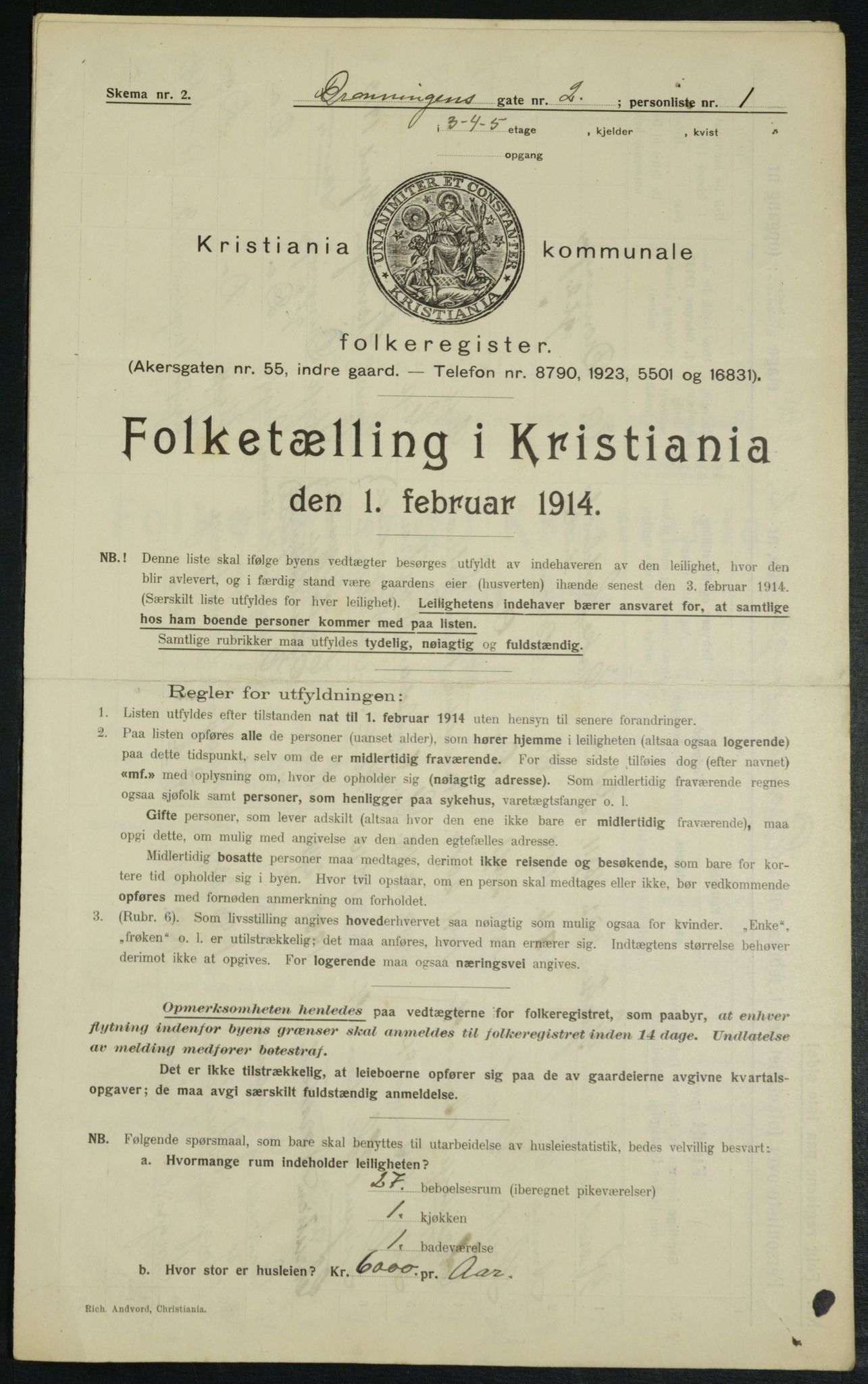 OBA, Municipal Census 1914 for Kristiania, 1914, p. 17396