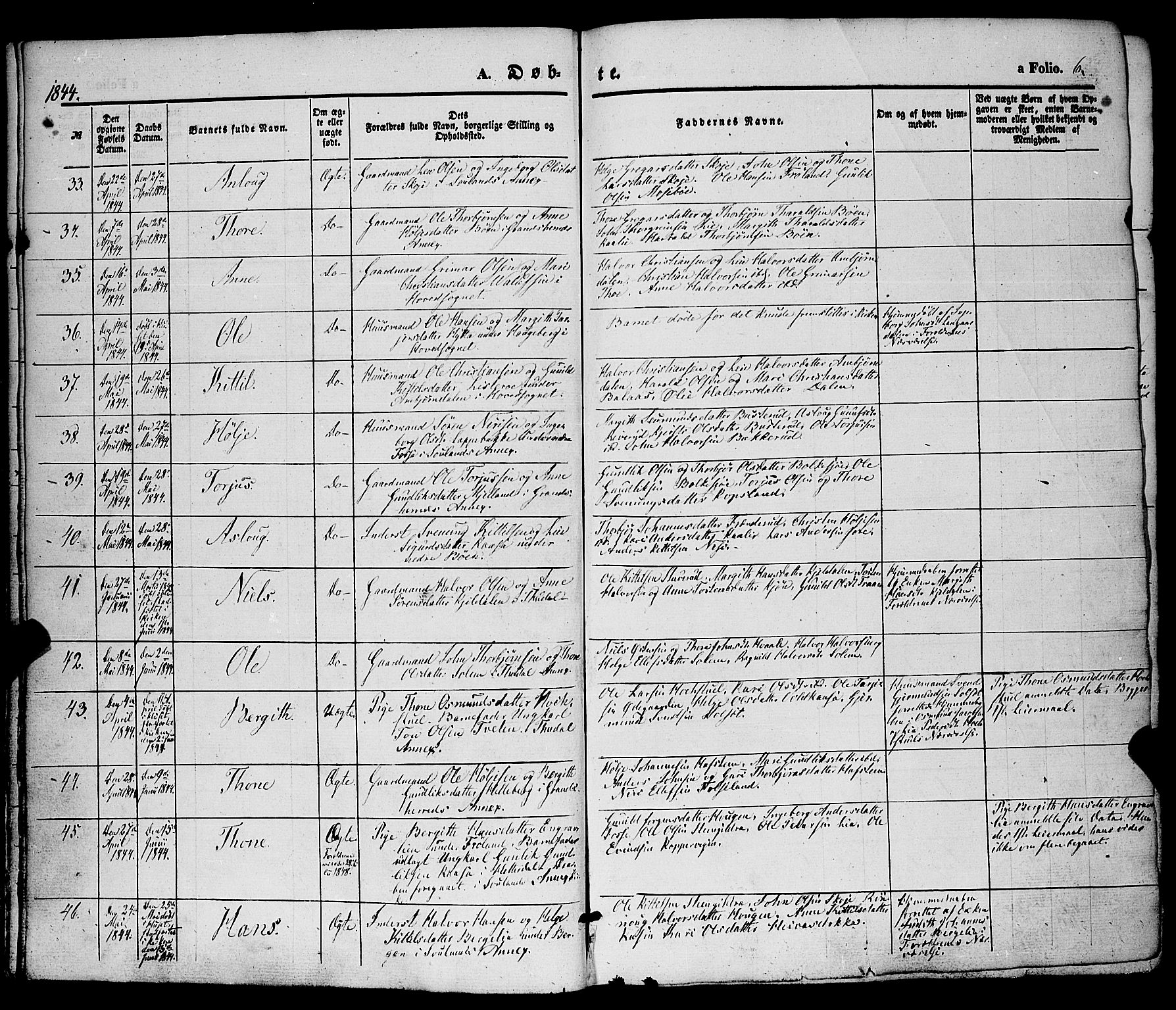 Hjartdal kirkebøker, SAKO/A-270/F/Fa/L0008: Parish register (official) no. I 8, 1844-1859, p. 6