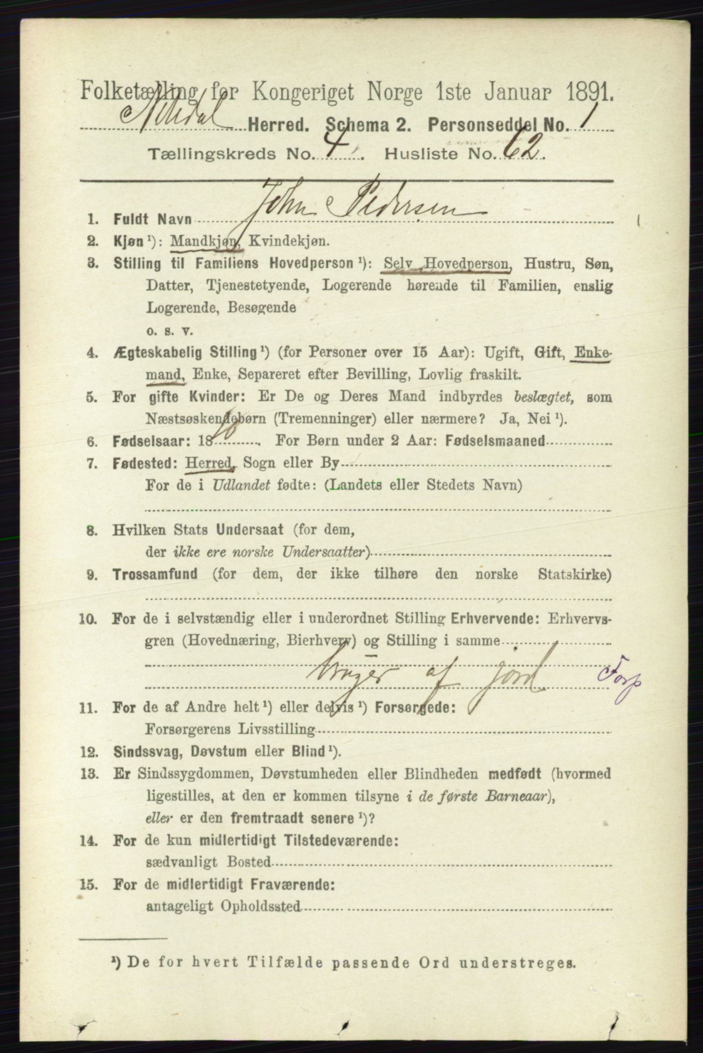 RA, 1891 census for 0233 Nittedal, 1891, p. 2041