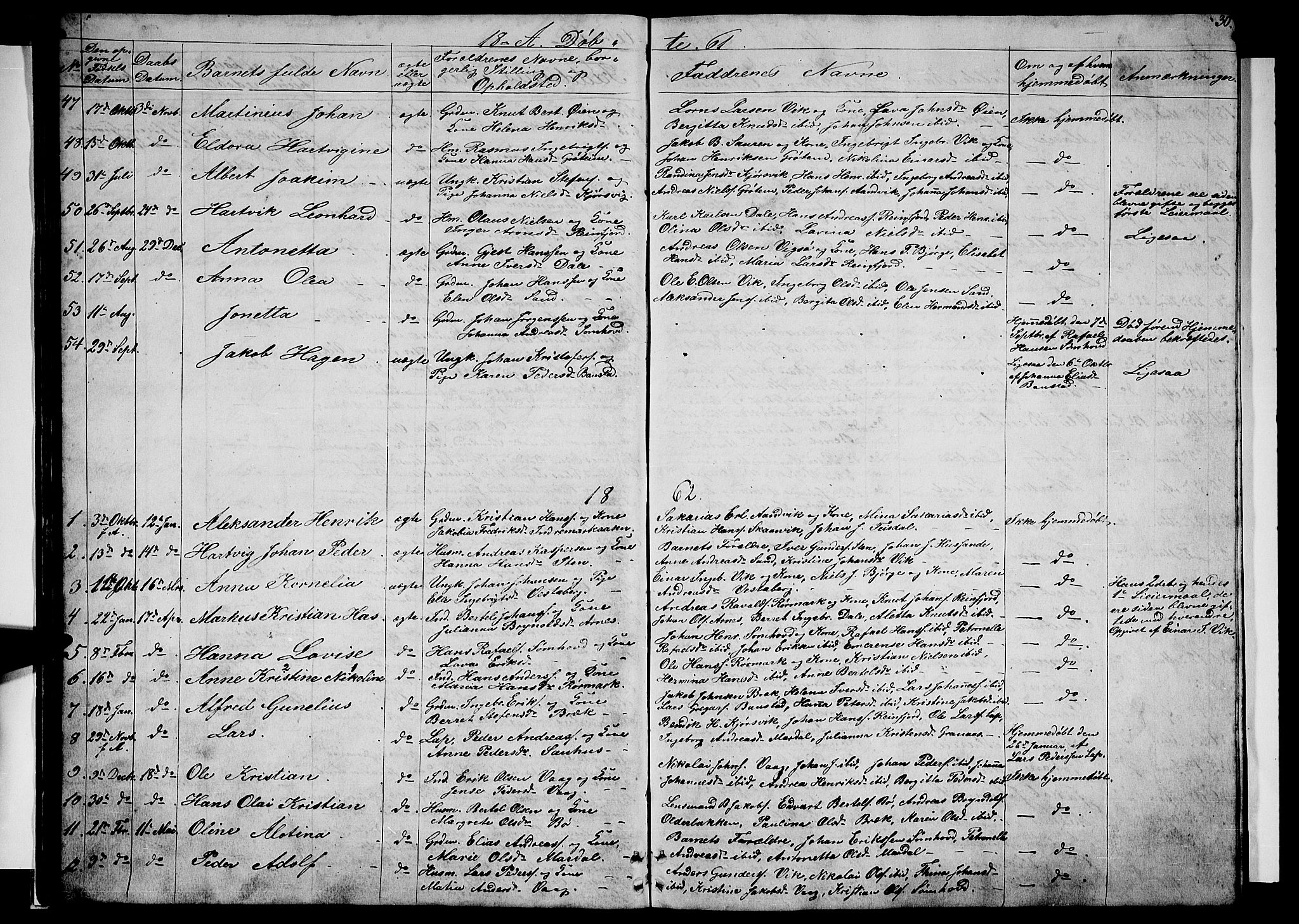 Ministerialprotokoller, klokkerbøker og fødselsregistre - Nordland, AV/SAT-A-1459/812/L0187: Parish register (copy) no. 812C05, 1850-1883, p. 30