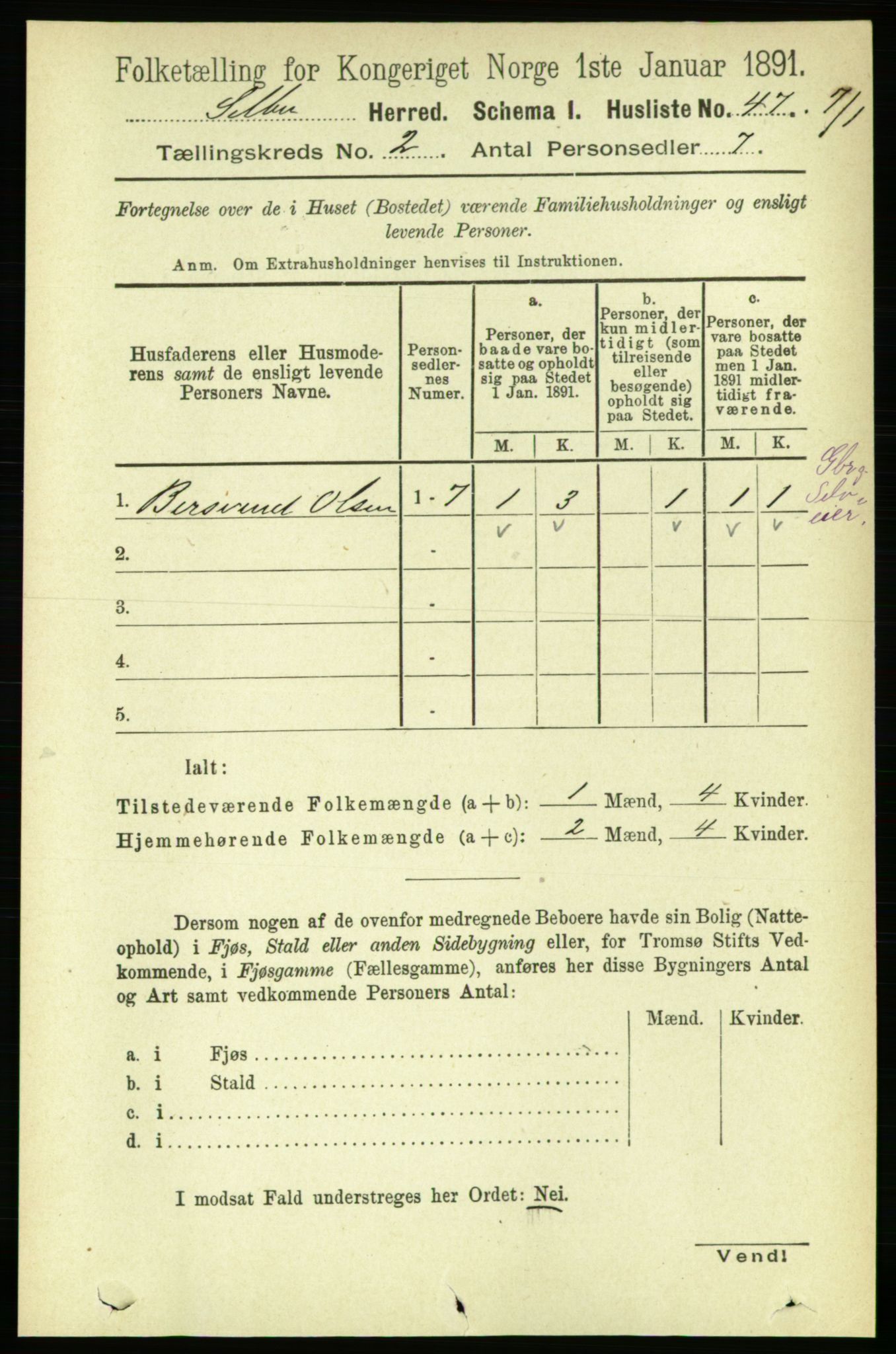 RA, 1891 census for 1664 Selbu, 1891, p. 258