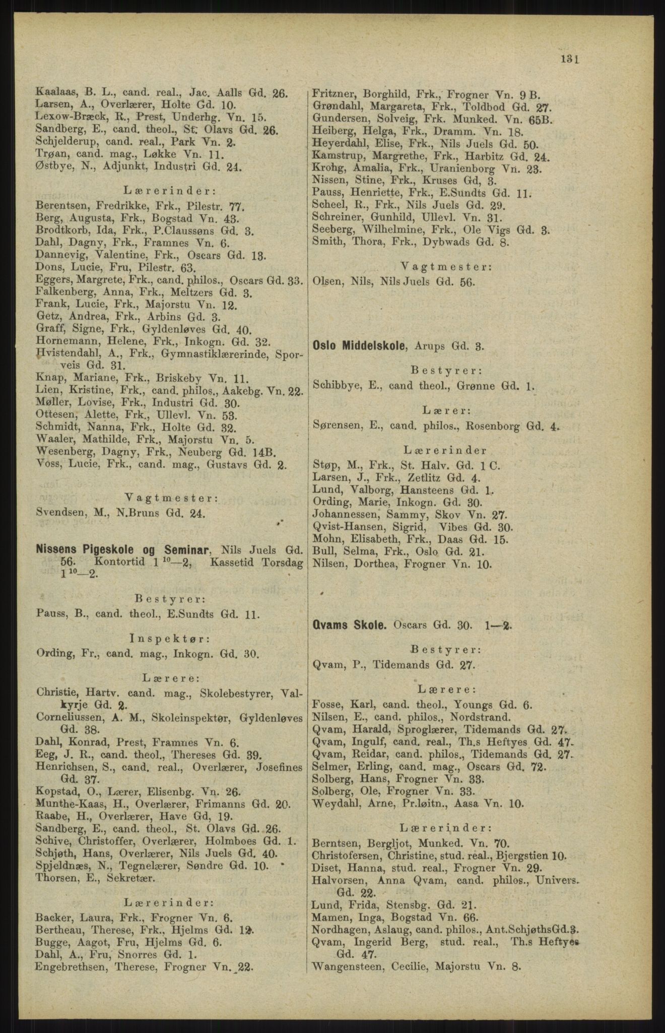 Kristiania/Oslo adressebok, PUBL/-, 1904, p. 131