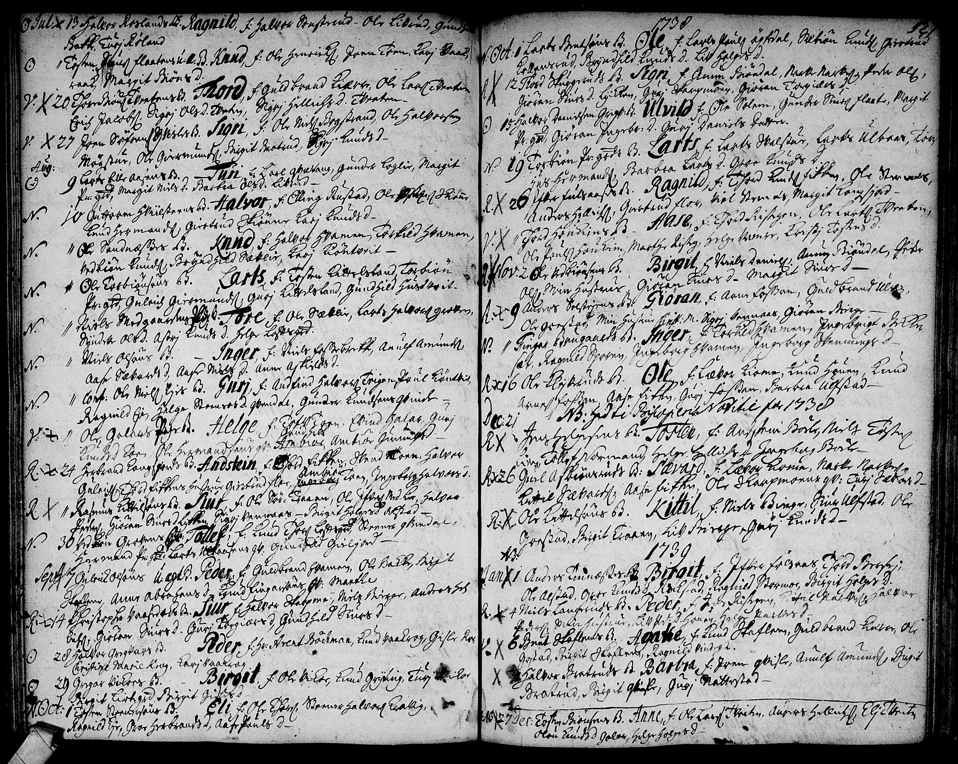 Rollag kirkebøker, AV/SAKO-A-240/F/Fa/L0002: Parish register (official) no. I 2, 1714-1742, p. 127