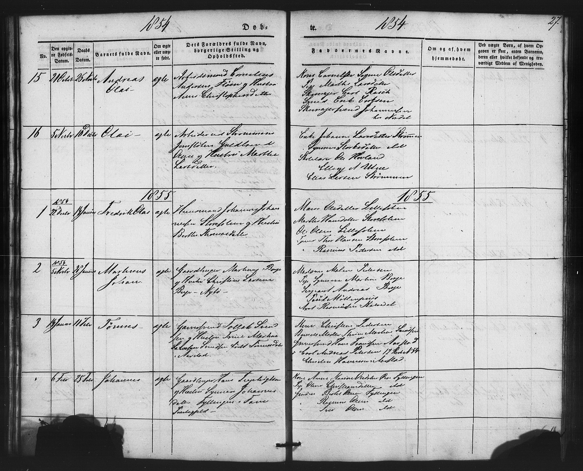 St. Jørgens hospital og Årstad sokneprestembete, AV/SAB-A-99934: Parish register (copy) no. A 2, 1843-1863, p. 27