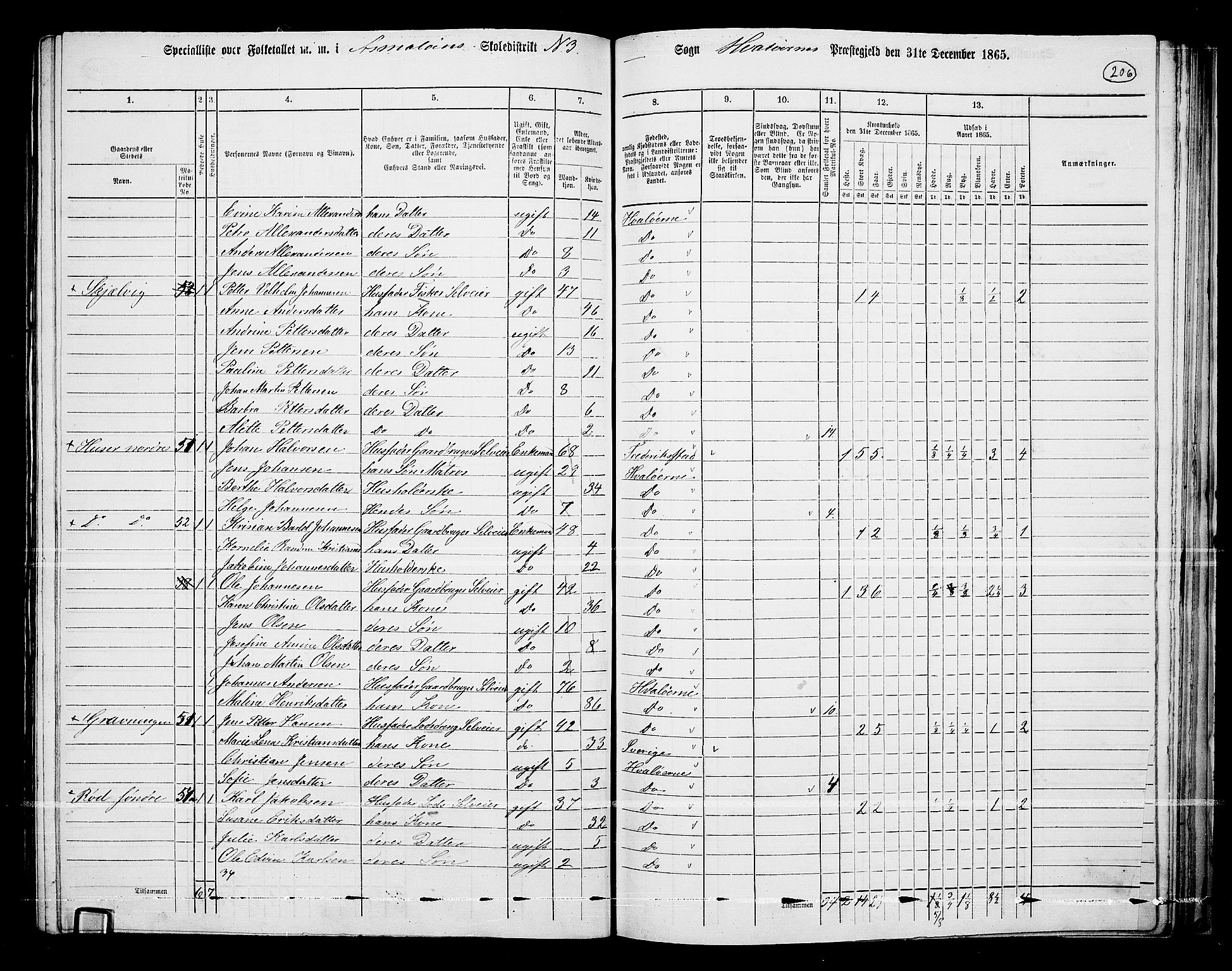 RA, 1865 census for Hvaler, 1865, p. 46