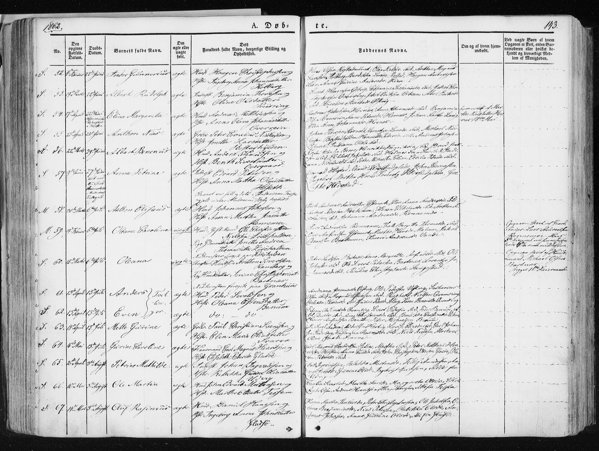 Ministerialprotokoller, klokkerbøker og fødselsregistre - Nord-Trøndelag, AV/SAT-A-1458/741/L0393: Parish register (official) no. 741A07, 1849-1863, p. 143