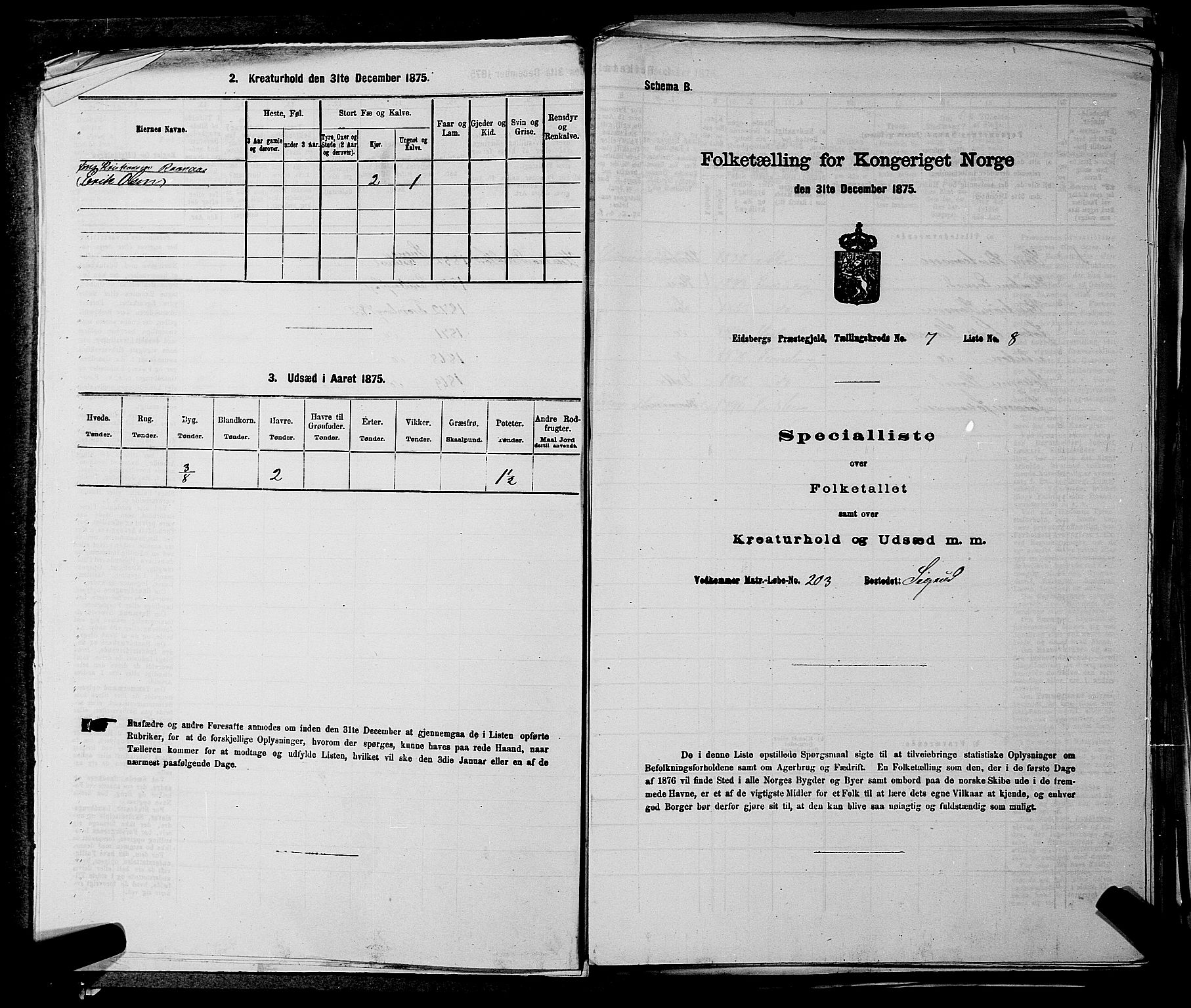 RA, 1875 census for 0125P Eidsberg, 1875, p. 1371