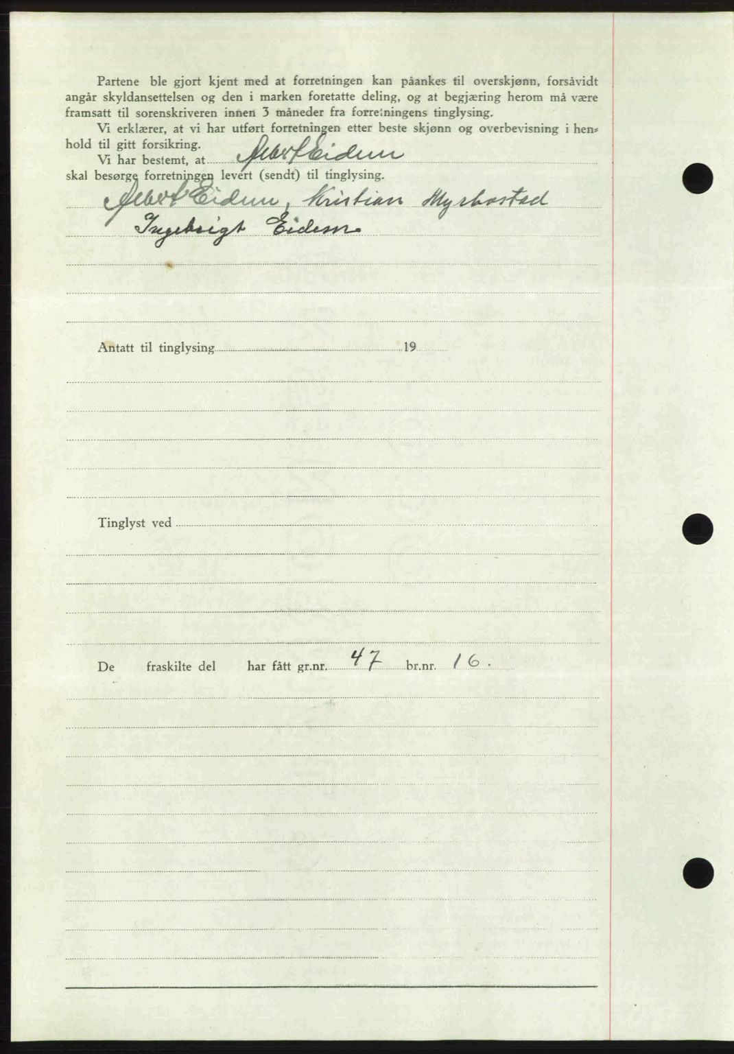 Romsdal sorenskriveri, AV/SAT-A-4149/1/2/2C: Mortgage book no. A23, 1947-1947, Diary no: : 1770/1947