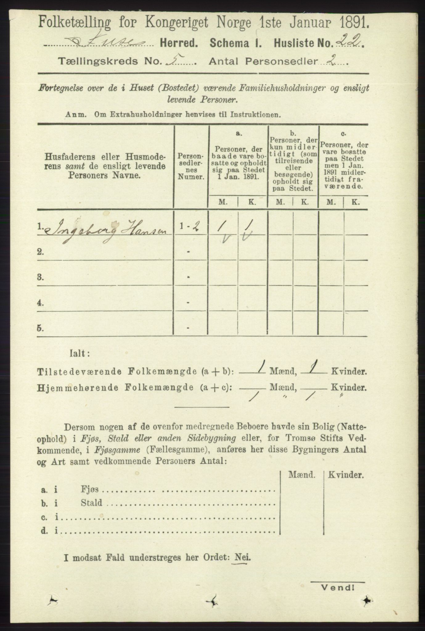 RA, 1891 census for 1241 Fusa, 1891, p. 881