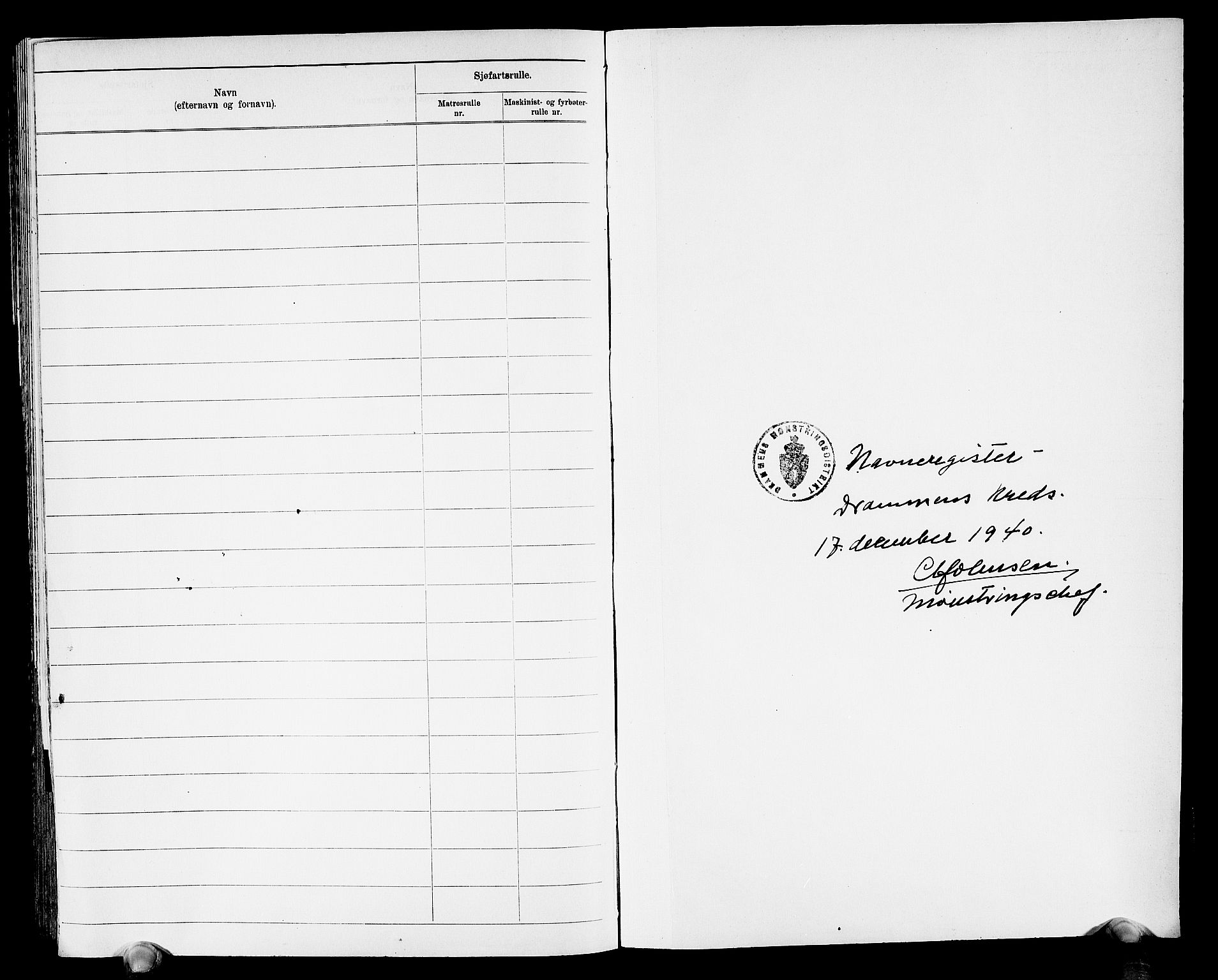Drammen innrulleringsdistrikt, SAKO/A-781/G/Ga/L0002: Navneregister til rullene, 1940, p. 199