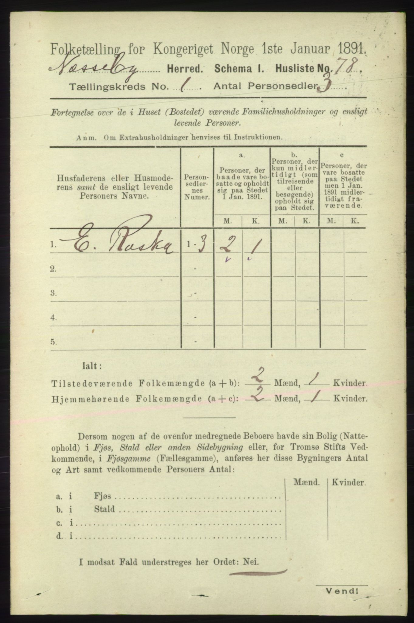 RA, 1891 census for 2027 Nesseby, 1891, p. 99