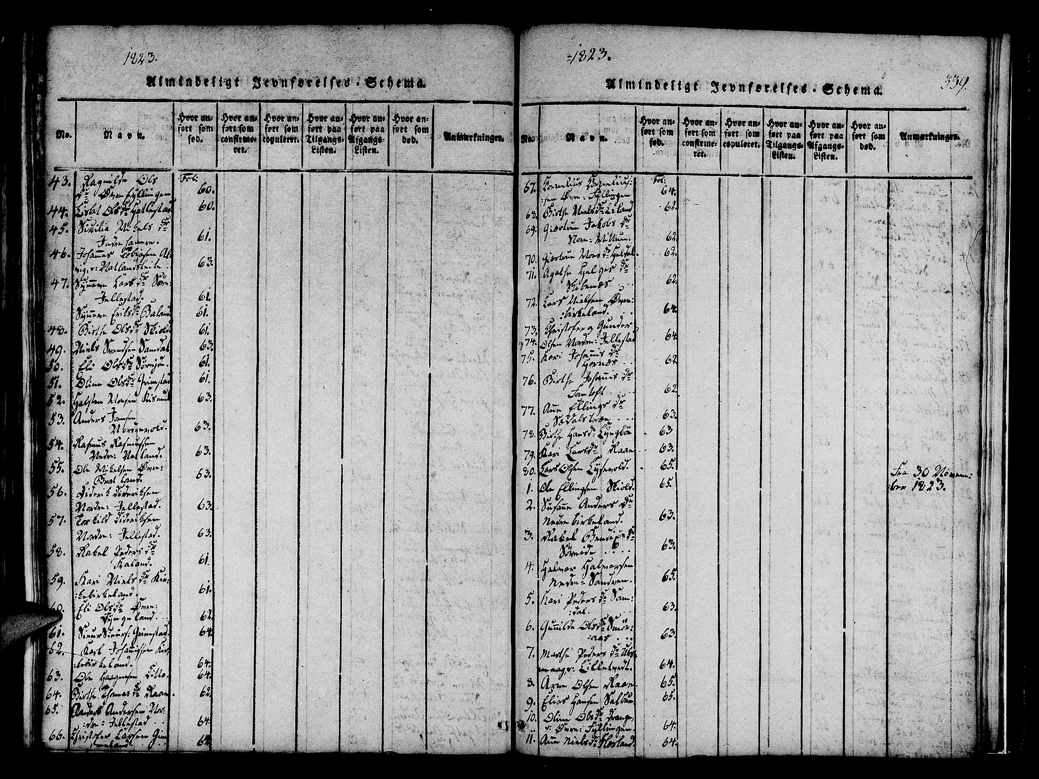 Fana Sokneprestembete, SAB/A-75101/H/Haa/Haaa/L0007: Parish register (official) no. A 7, 1816-1828, p. 339