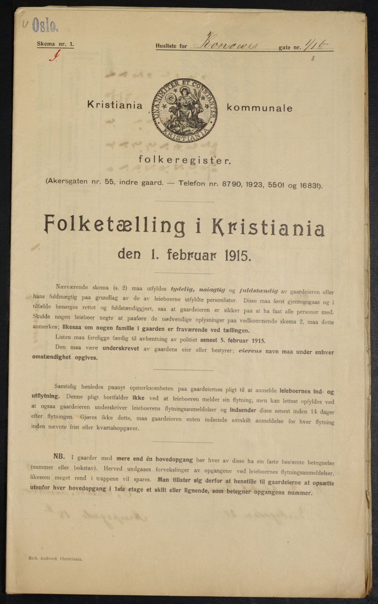 OBA, Municipal Census 1915 for Kristiania, 1915, p. 52514