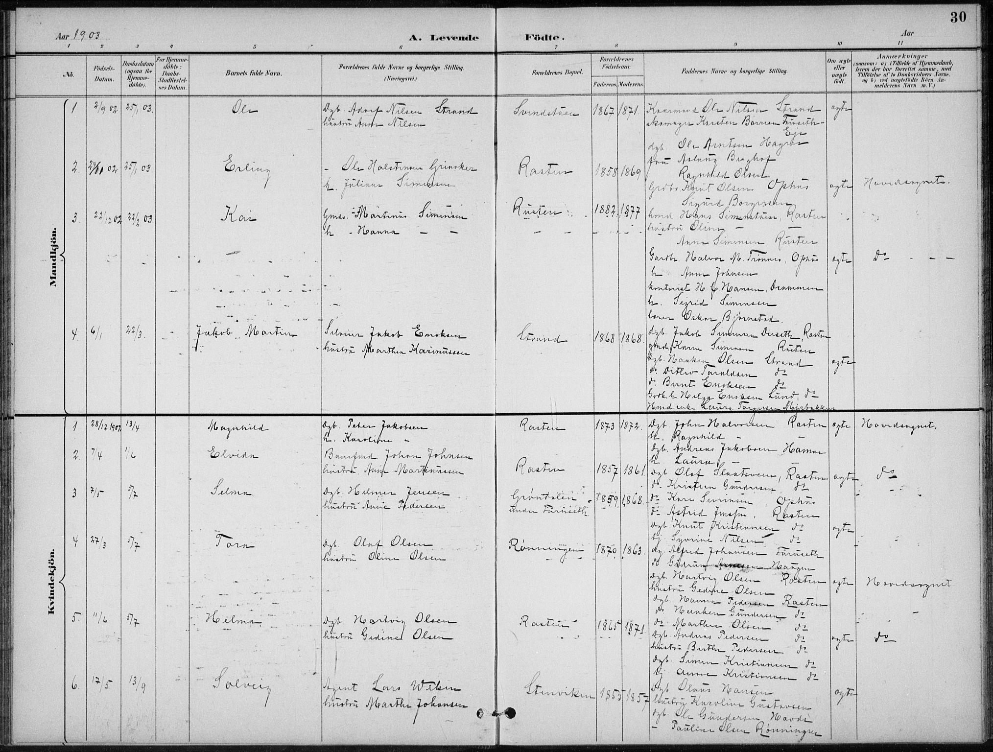 Stor-Elvdal prestekontor, AV/SAH-PREST-052/H/Ha/Hab/L0004: Parish register (copy) no. 4, 1895-1938, p. 30