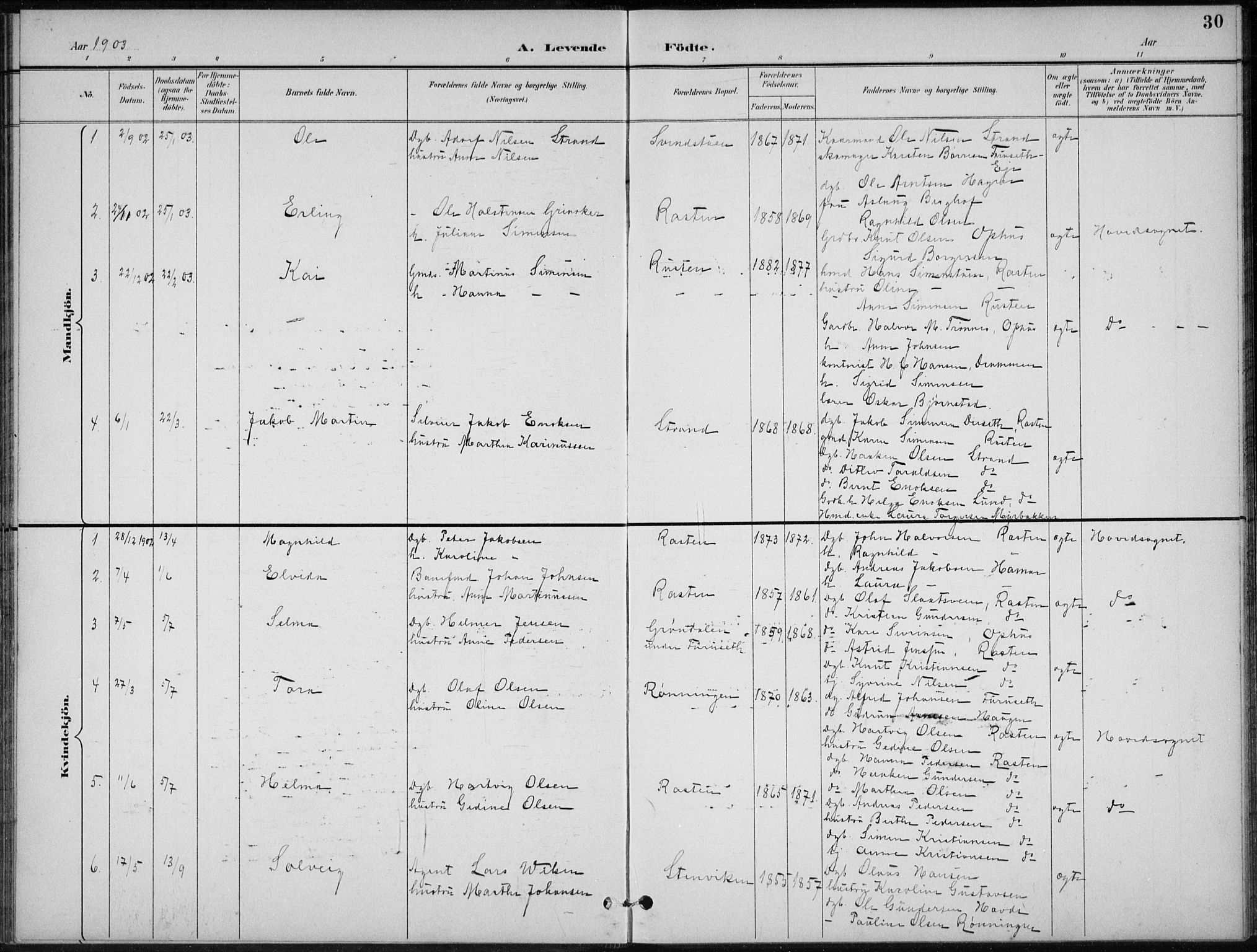 Stor-Elvdal prestekontor, SAH/PREST-052/H/Ha/Hab/L0004: Parish register (copy) no. 4, 1895-1938, p. 30