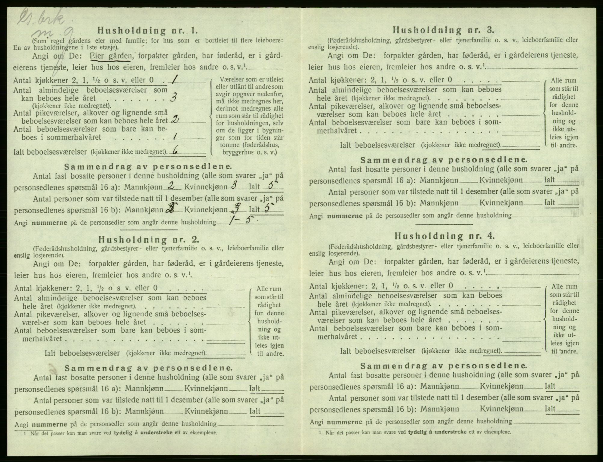 SAB, 1920 census for Granvin, 1920, p. 223