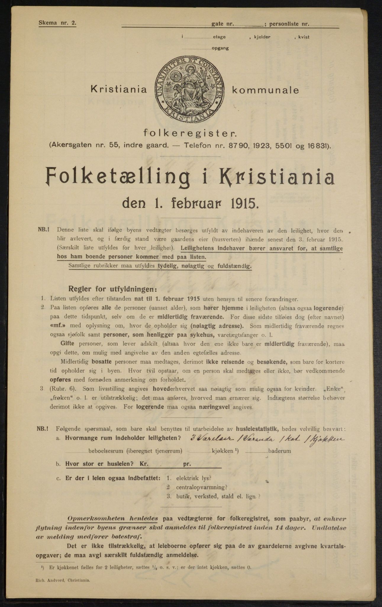 OBA, Municipal Census 1915 for Kristiania, 1915, p. 4965