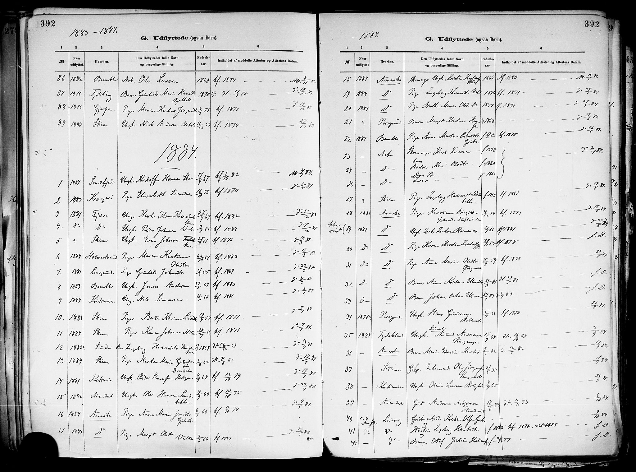 Holla kirkebøker, AV/SAKO-A-272/F/Fa/L0008: Parish register (official) no. 8, 1882-1897, p. 392