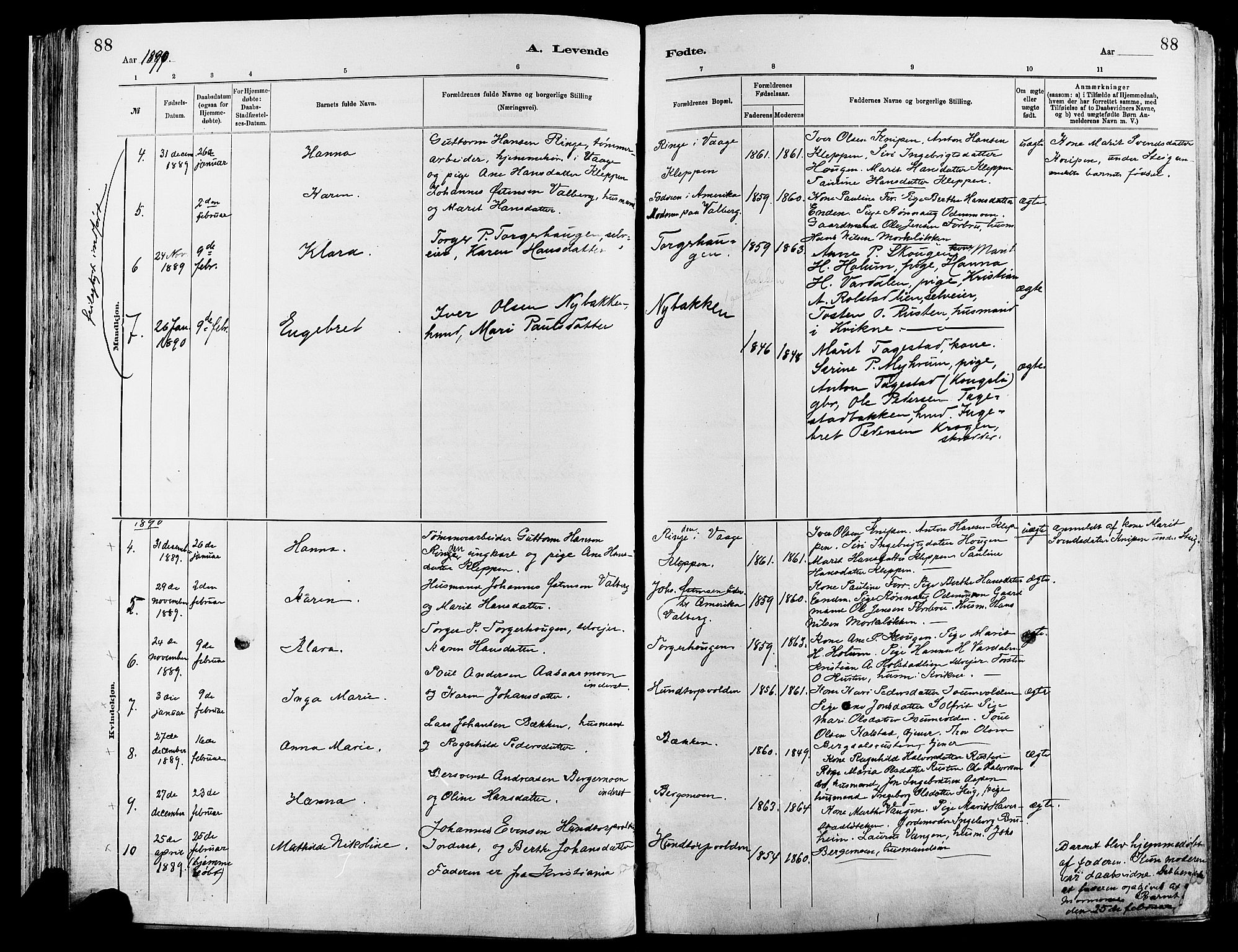 Sør-Fron prestekontor, AV/SAH-PREST-010/H/Ha/Haa/L0003: Parish register (official) no. 3, 1881-1897, p. 88