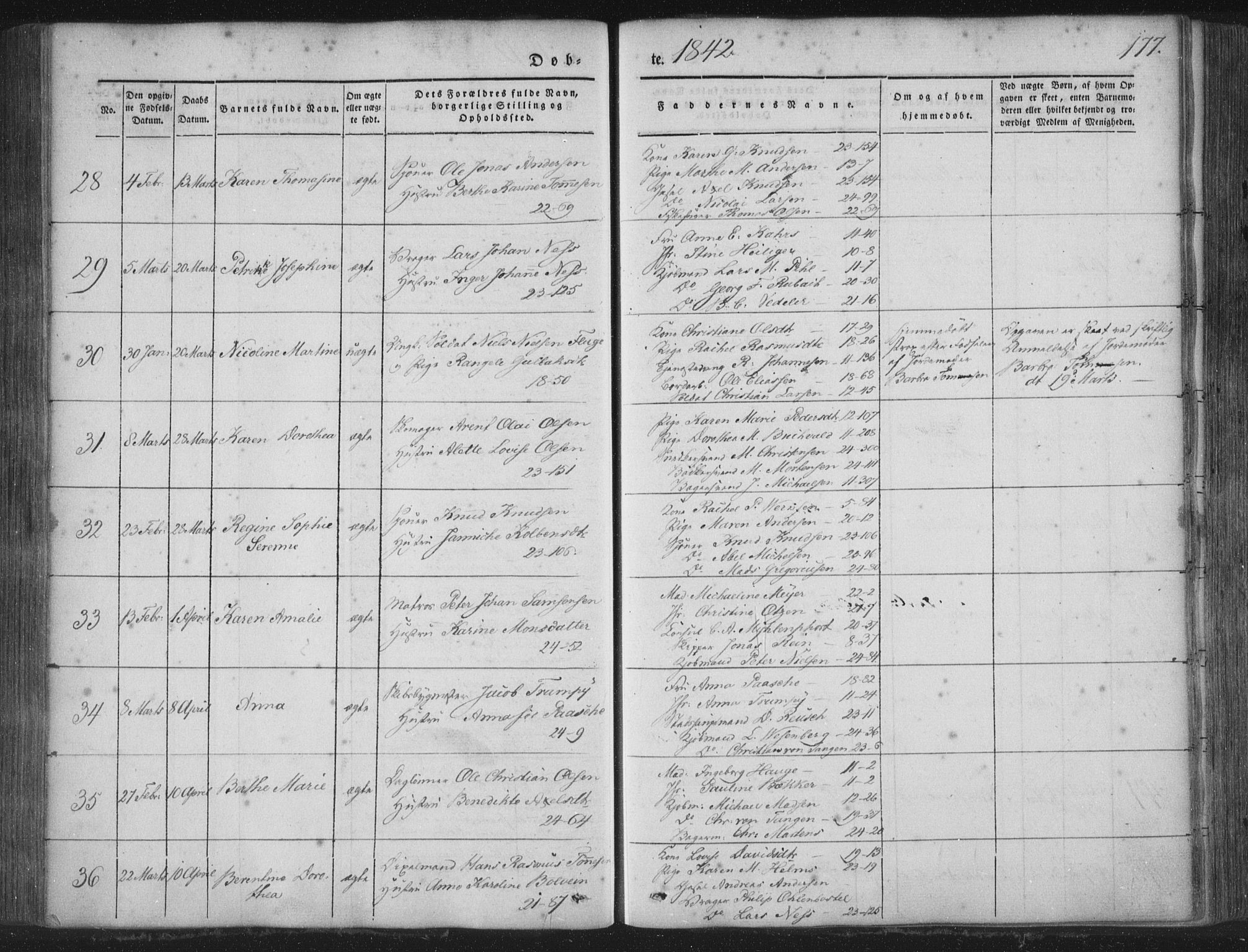 Korskirken sokneprestembete, SAB/A-76101/H/Haa/L0016: Parish register (official) no. B 2, 1841-1851, p. 177