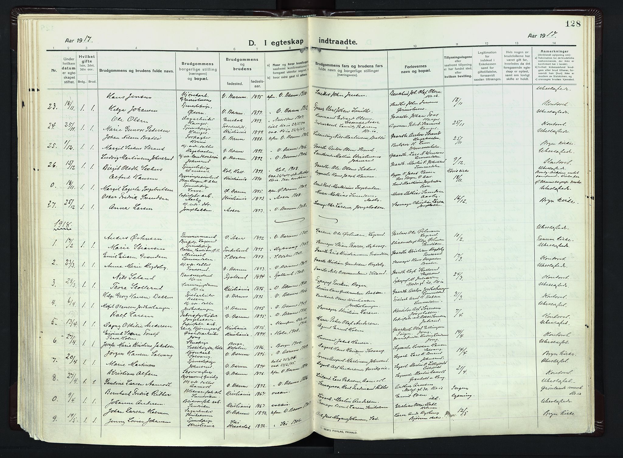 Vestre Bærum prestekontor Kirkebøker, SAO/A-10209a/F/Fa/L0003: Parish register (official) no. 3, 1916-1930, p. 128