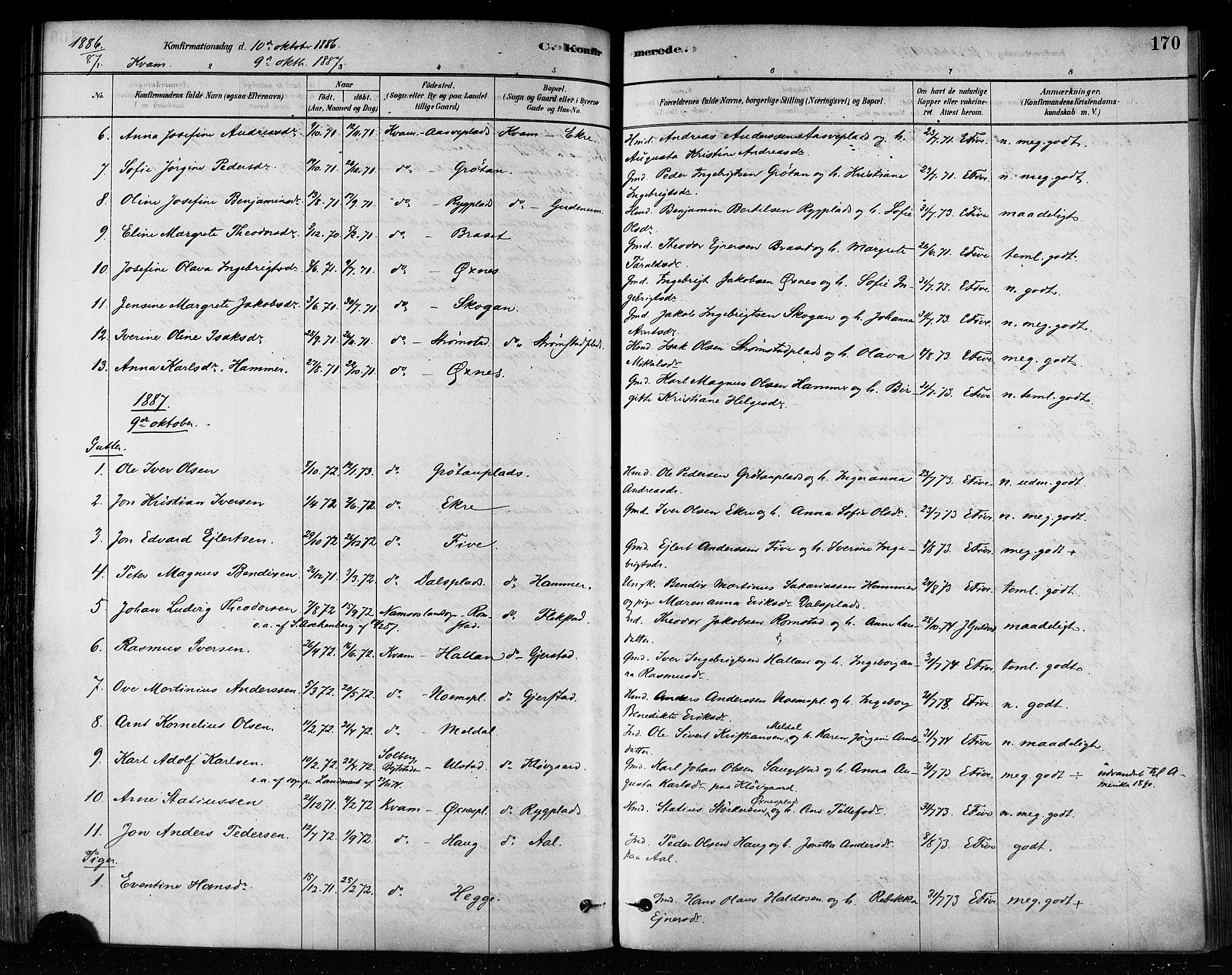Ministerialprotokoller, klokkerbøker og fødselsregistre - Nord-Trøndelag, SAT/A-1458/746/L0449: Parish register (official) no. 746A07 /2, 1878-1899, p. 170
