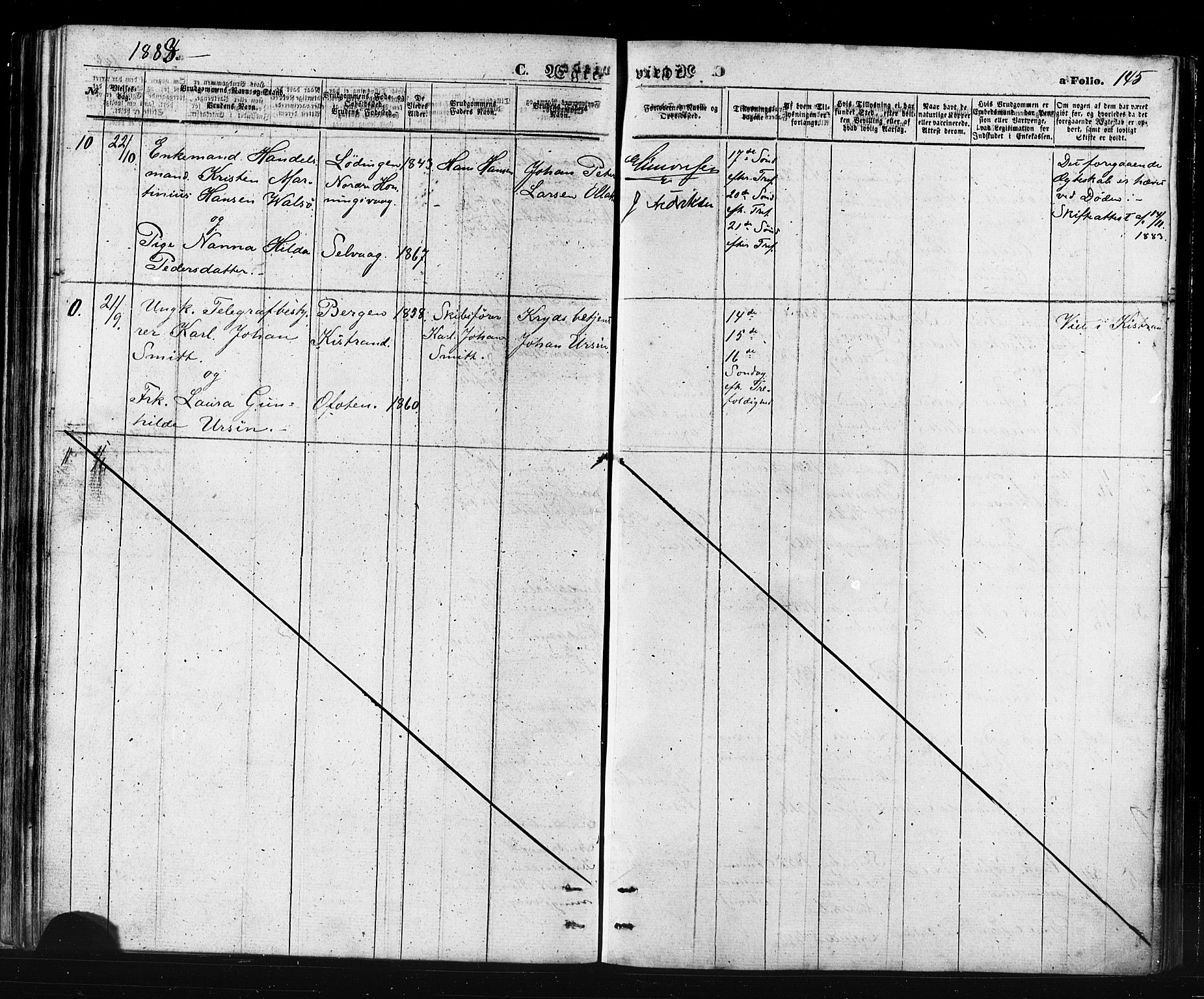 Måsøy sokneprestkontor, AV/SATØ-S-1348/H/Ha/L0006kirke: Parish register (official) no. 6, 1861-1886, p. 145