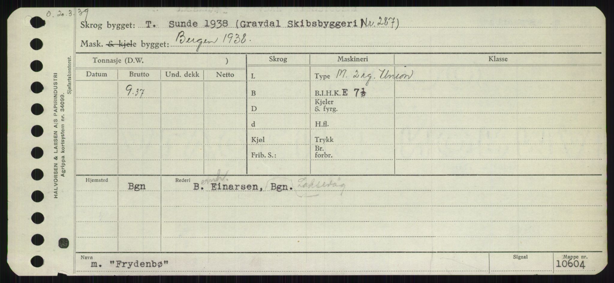 Sjøfartsdirektoratet med forløpere, Skipsmålingen, RA/S-1627/H/Ha/L0002/0001: Fartøy, Eik-Hill / Fartøy, Eik-F, p. 833