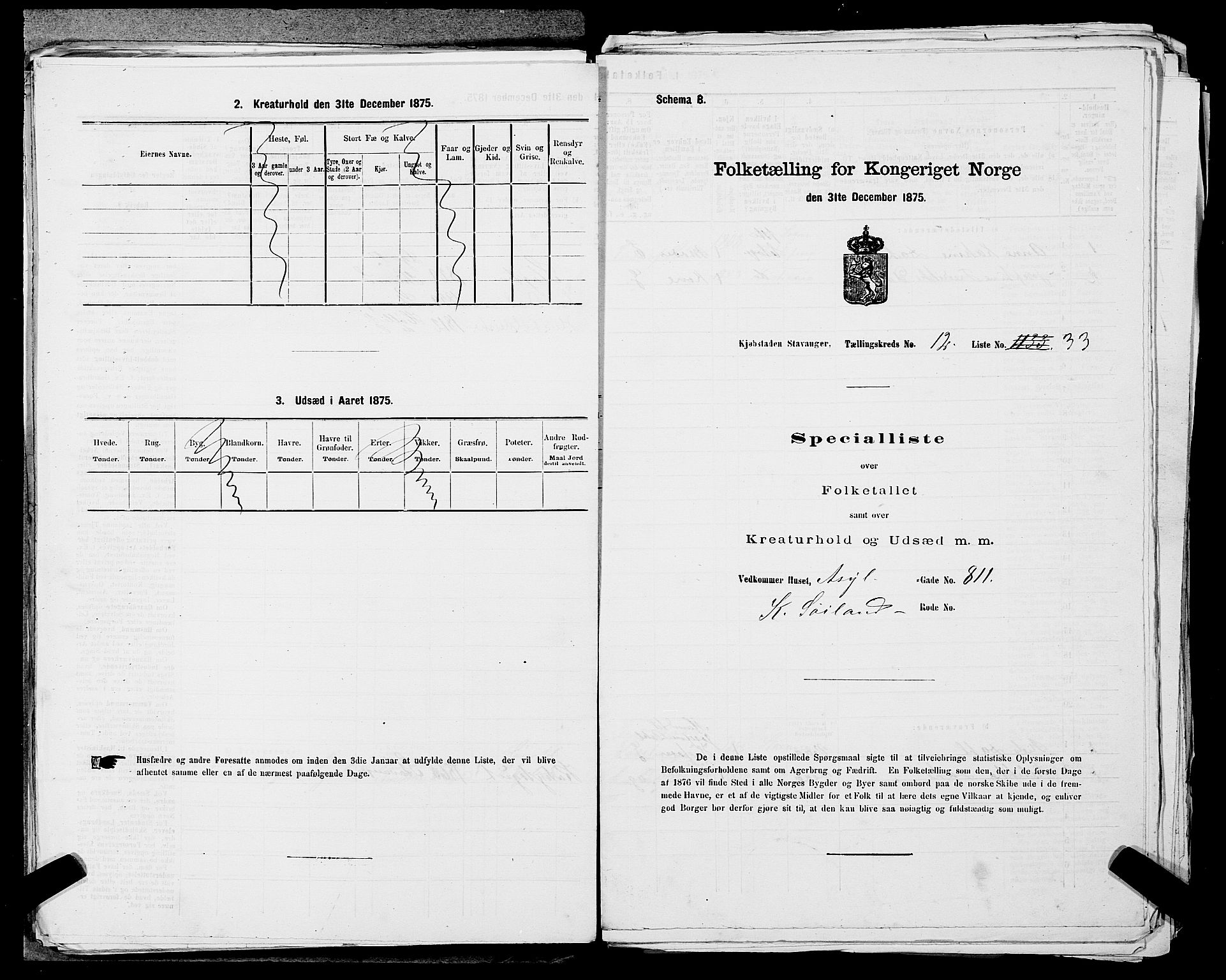 SAST, 1875 census for 1103 Stavanger, 1875, p. 2346