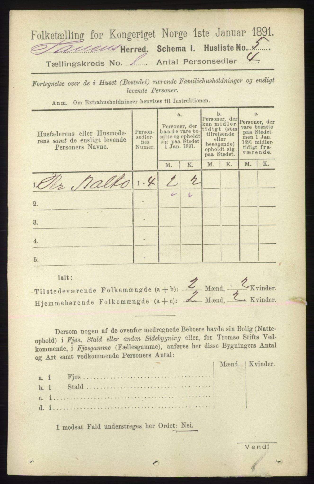 RA, 1891 census for 2025 Tana, 1891, p. 29
