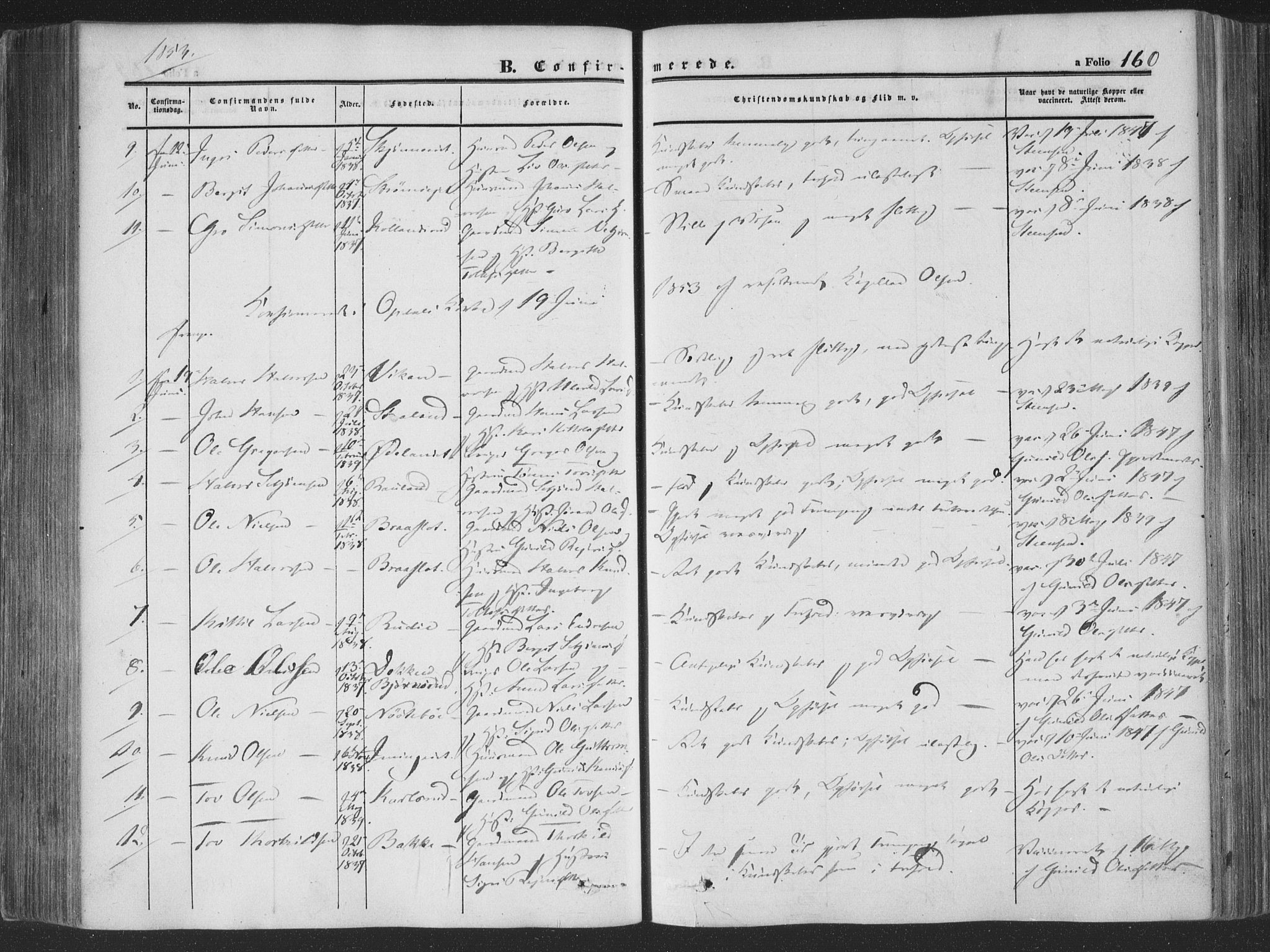 Rollag kirkebøker, AV/SAKO-A-240/F/Fa/L0008: Parish register (official) no. I 8, 1847-1860, p. 160
