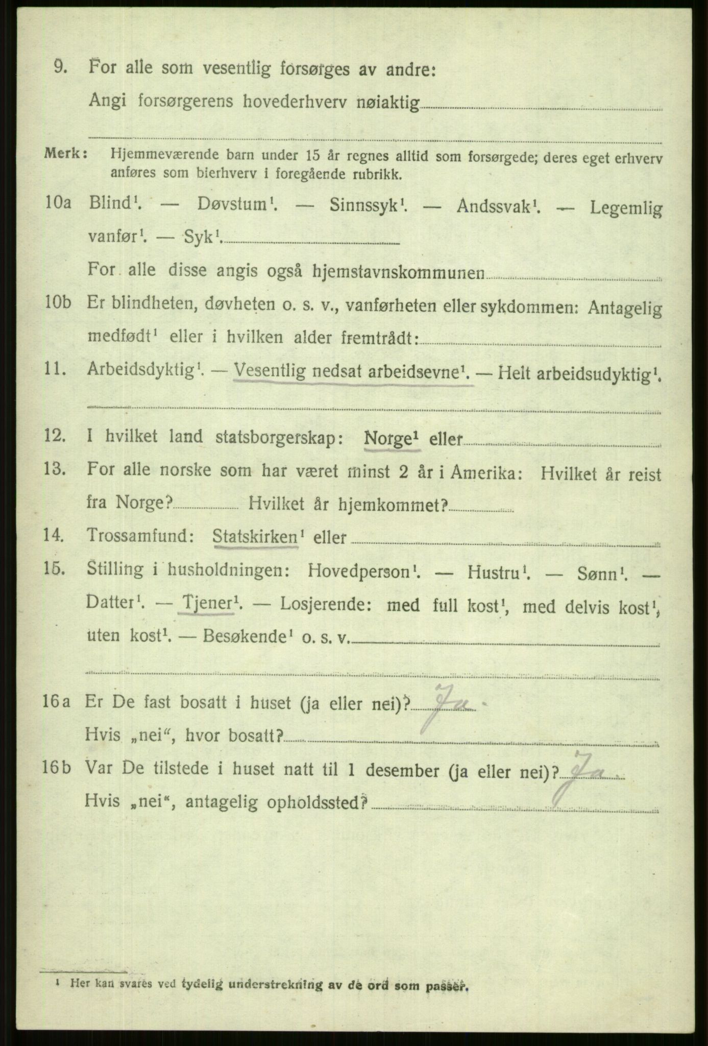 SAB, 1920 census for Vossestrand, 1920, p. 3895