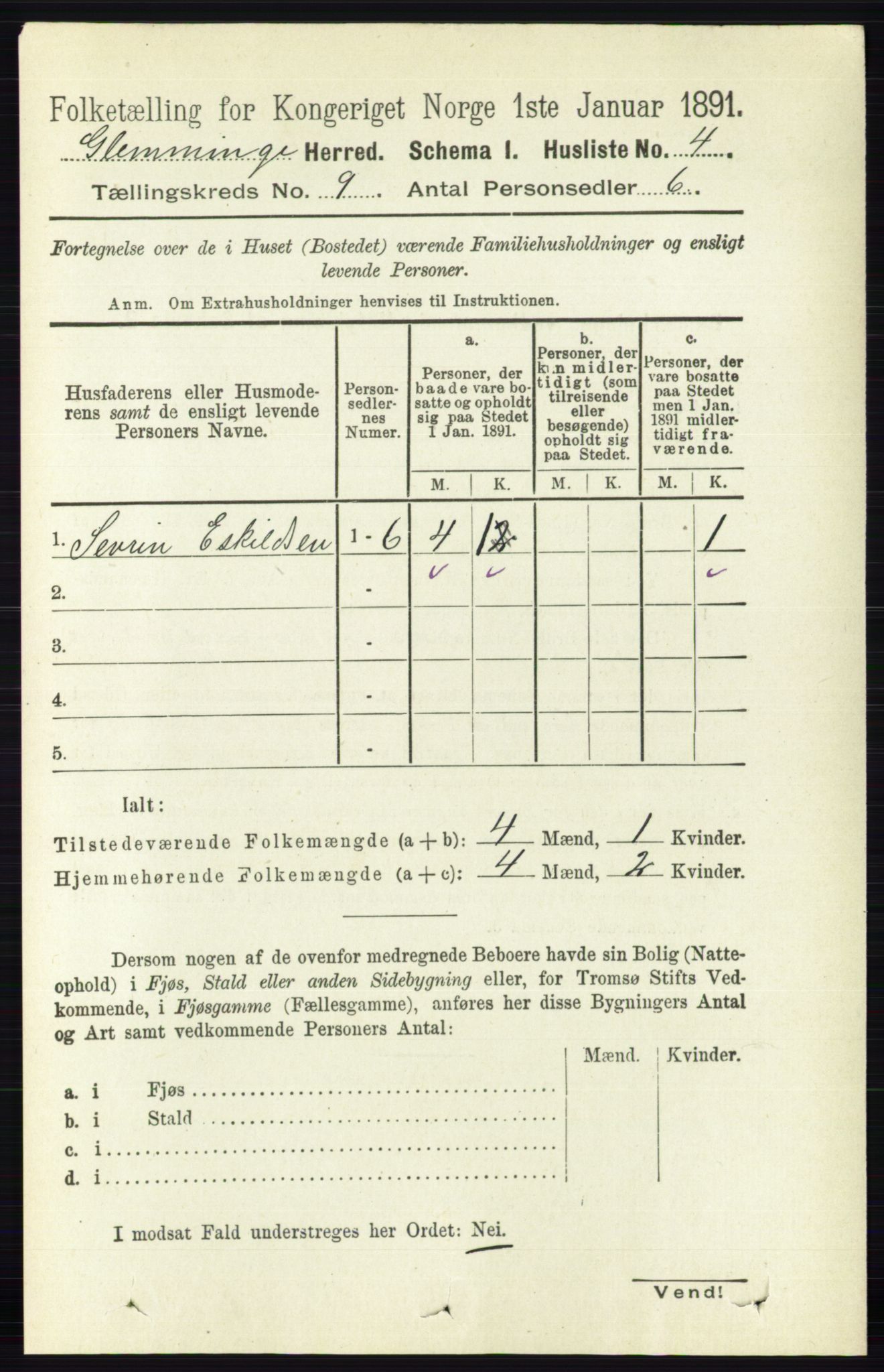 RA, 1891 census for 0132 Glemmen, 1891, p. 9548