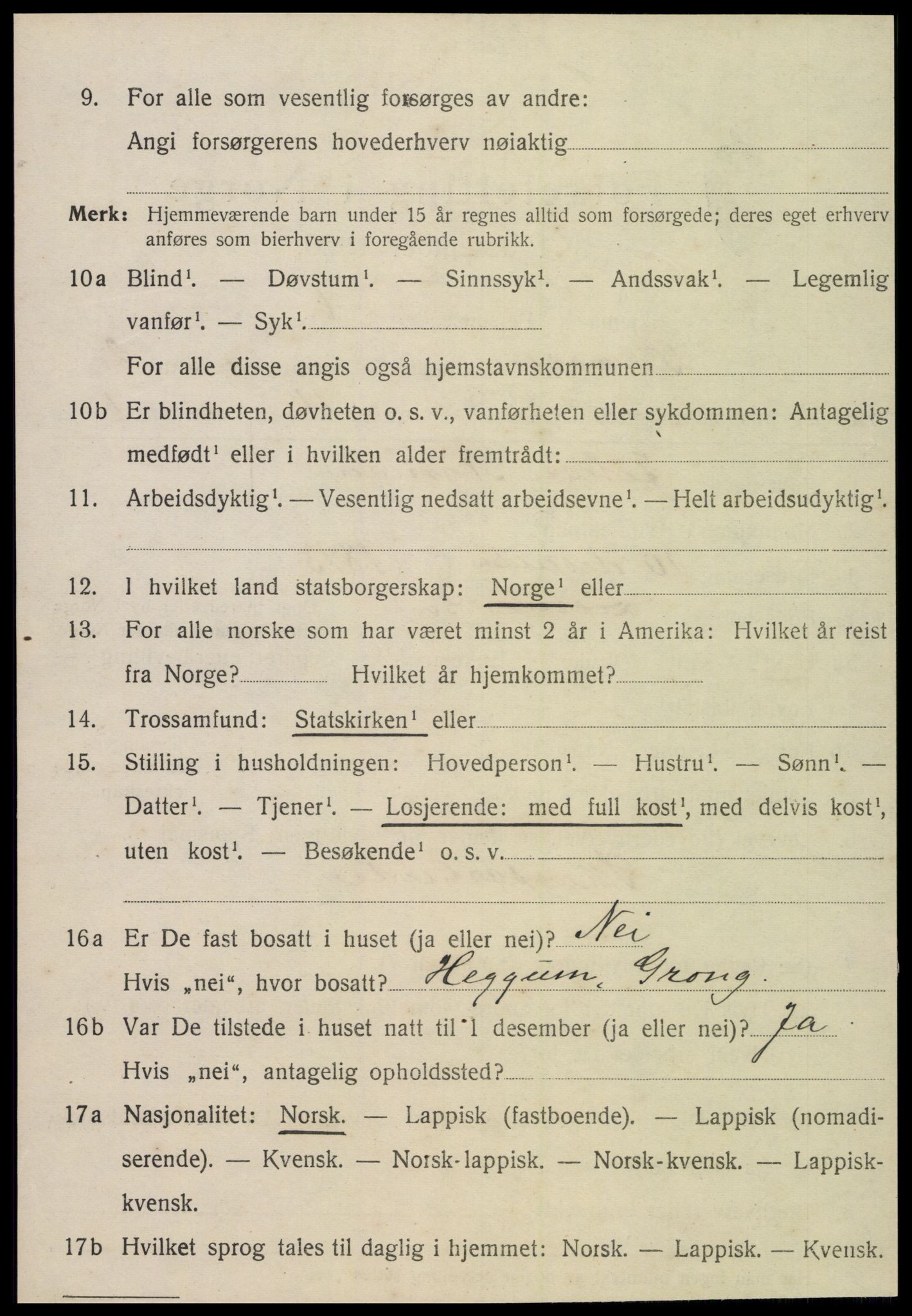 SAT, 1920 census for Snåsa, 1920, p. 1519