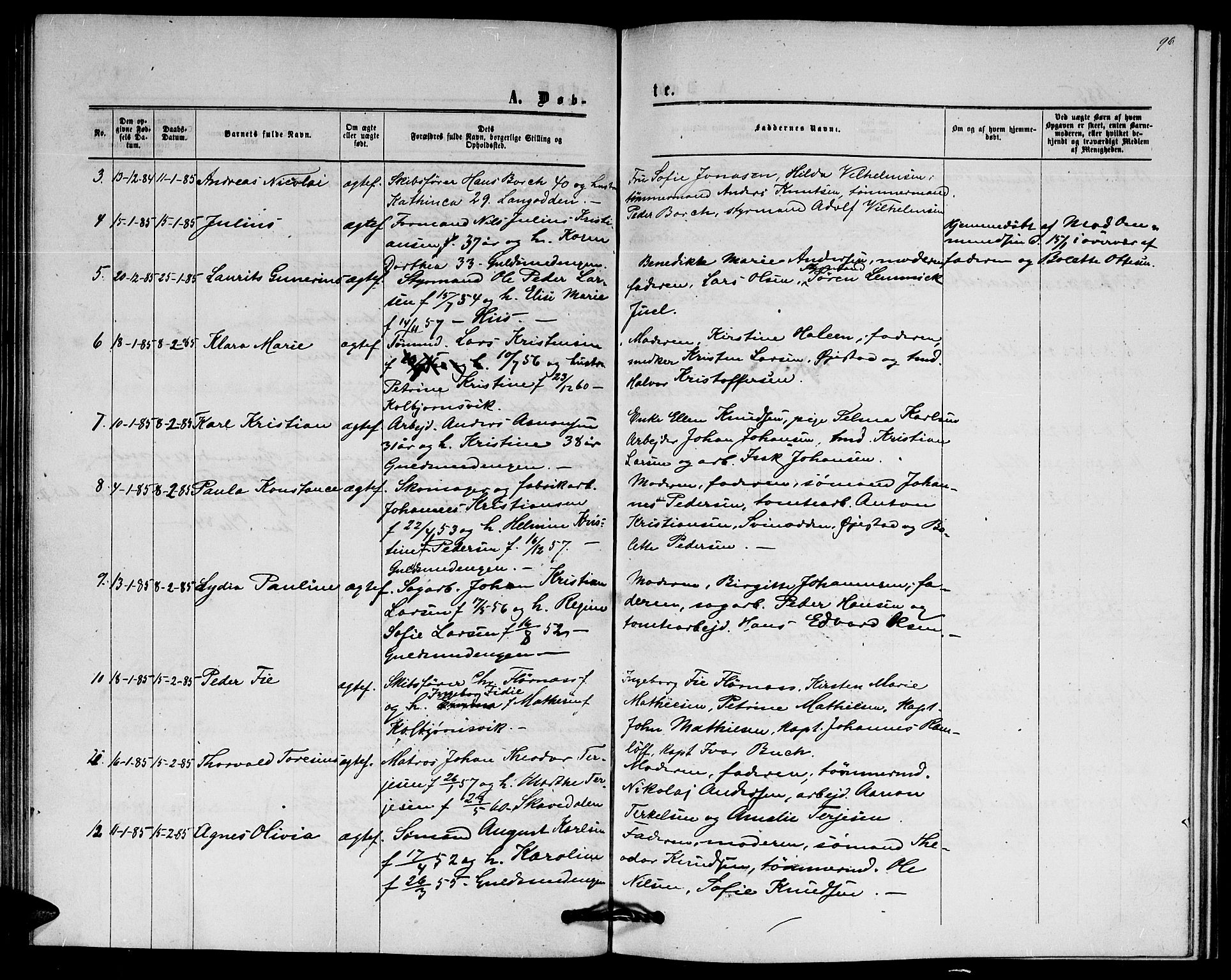 Hisøy sokneprestkontor, SAK/1111-0020/F/Fb/L0002: Parish register (copy) no. B 2, 1873-1885, p. 96