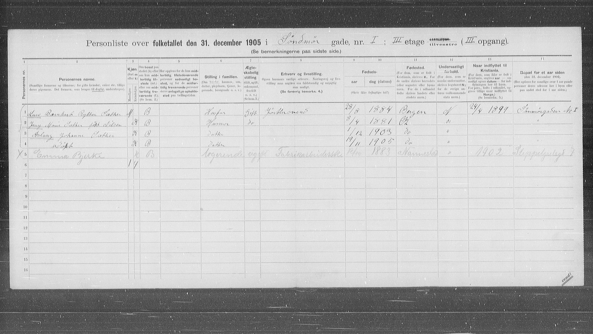 OBA, Municipal Census 1905 for Kristiania, 1905, p. 55619