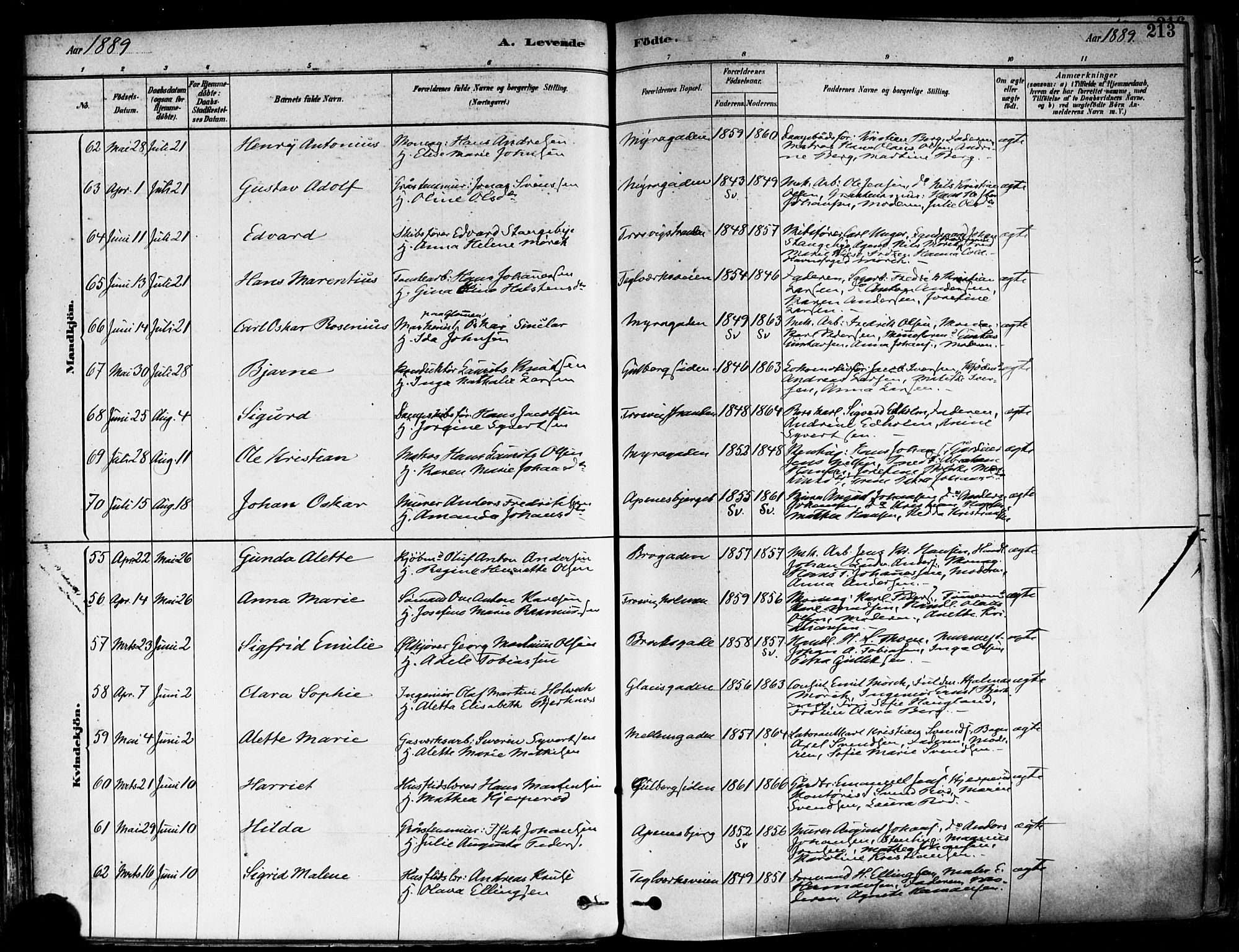 Fredrikstad domkirkes prestekontor Kirkebøker, AV/SAO-A-10906/F/Fa/L0002: Parish register (official) no. 2, 1878-1894, p. 213